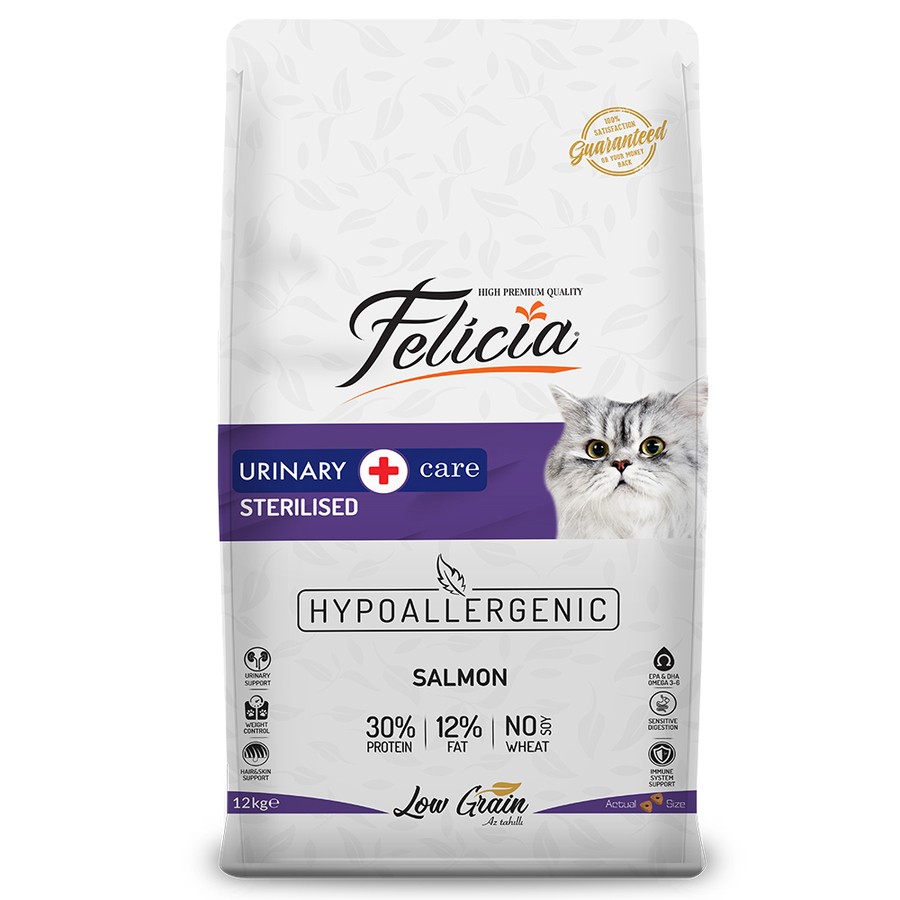 Felicia Sterilised Somonlu Az Tahıllı HypoAllergenic Kısırlaştırılmış Kedi Maması 12 Kg