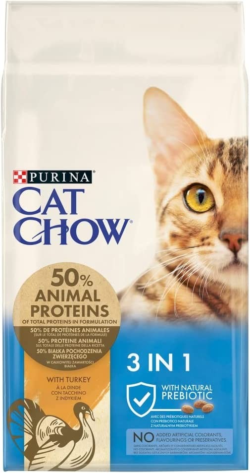 Purina Cat Chow Adult 3 in 1 Turkey, 3'ü 1 arada Hindili Kuru Yetişkin Kedi Kuru Maması 15 Kg