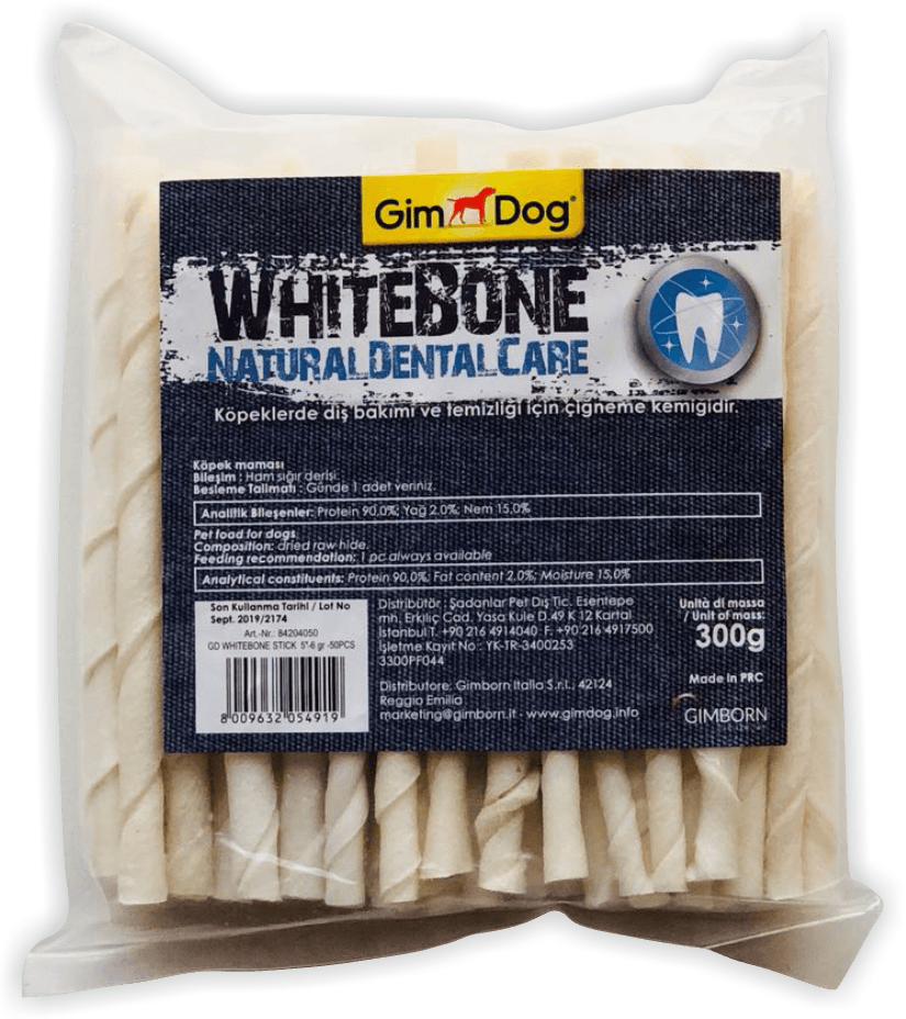 GimDog WhiteBone Natural Dental Care Burgu Çubuk 50'li 300 G