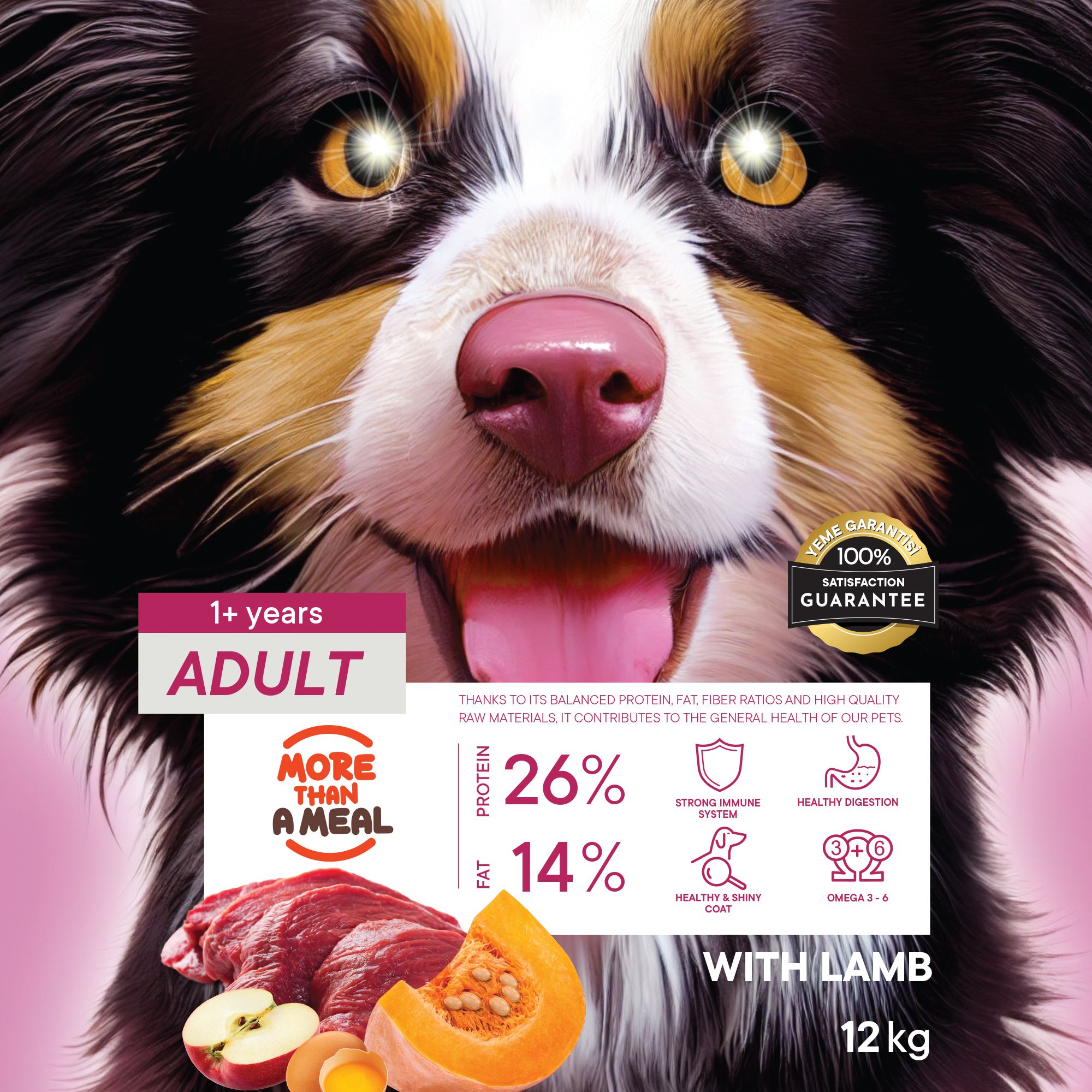 Petiva Yetişkin Köpekler İçin Kuzu Etli Kuru Köpek Maması 12 Kg