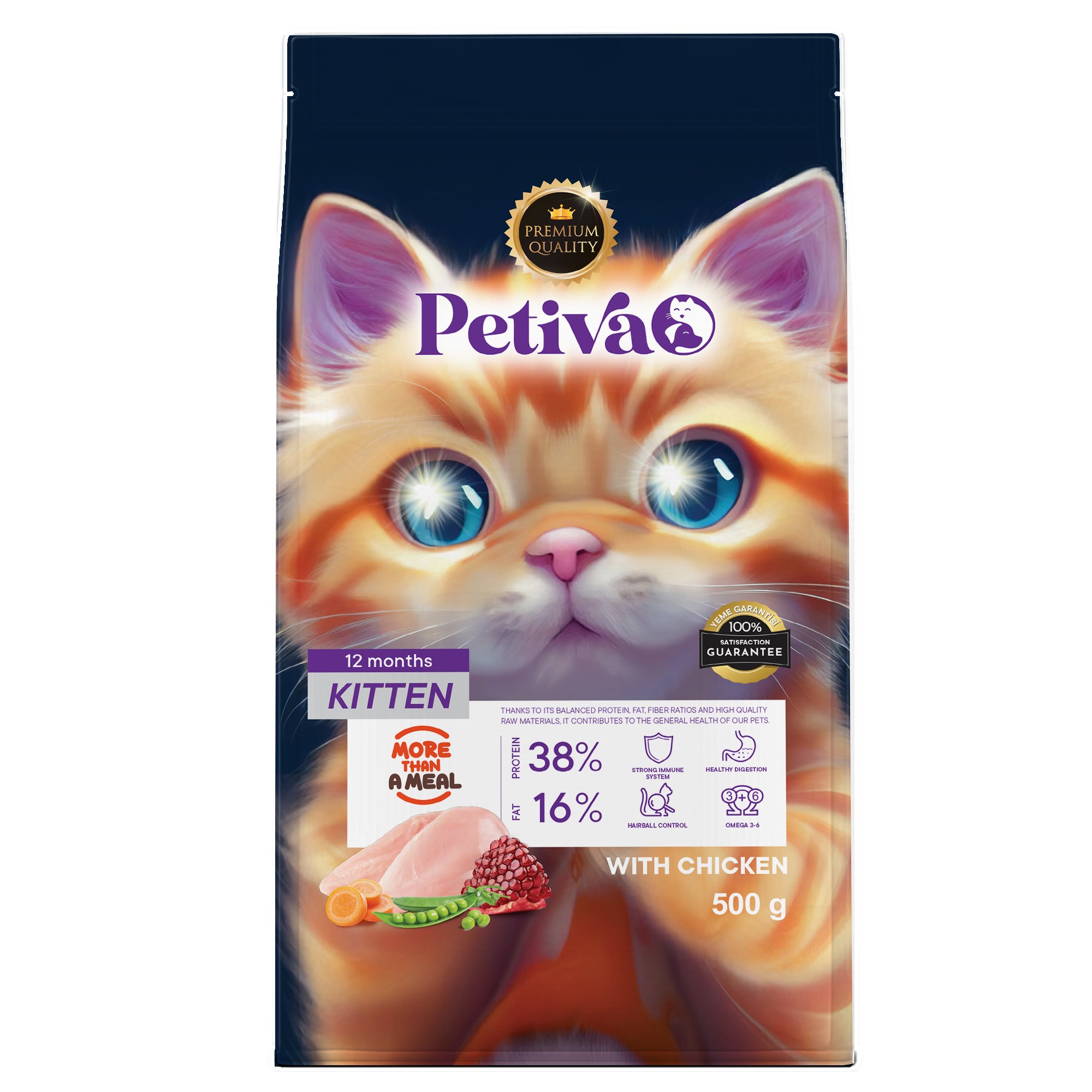 Petiva Yavru Kediler İçin Tavuk Etli Kuru Kedi Maması 500 G