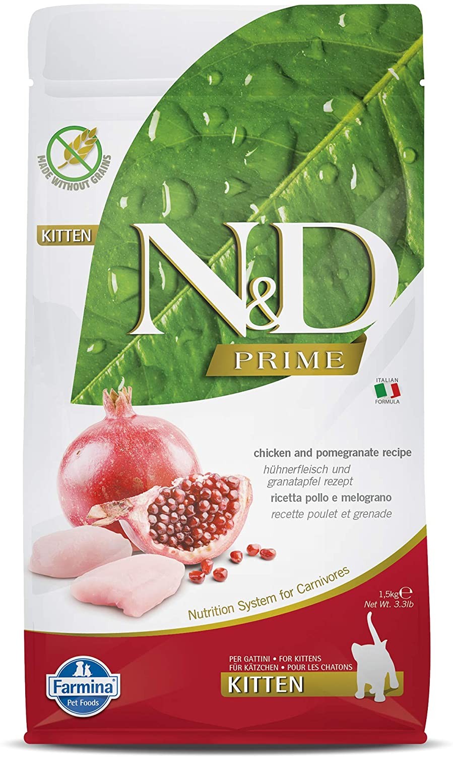 N&D Prime Tahılsız Tavuk & Nar Yavru Kedi Maması, 1,5 Kg