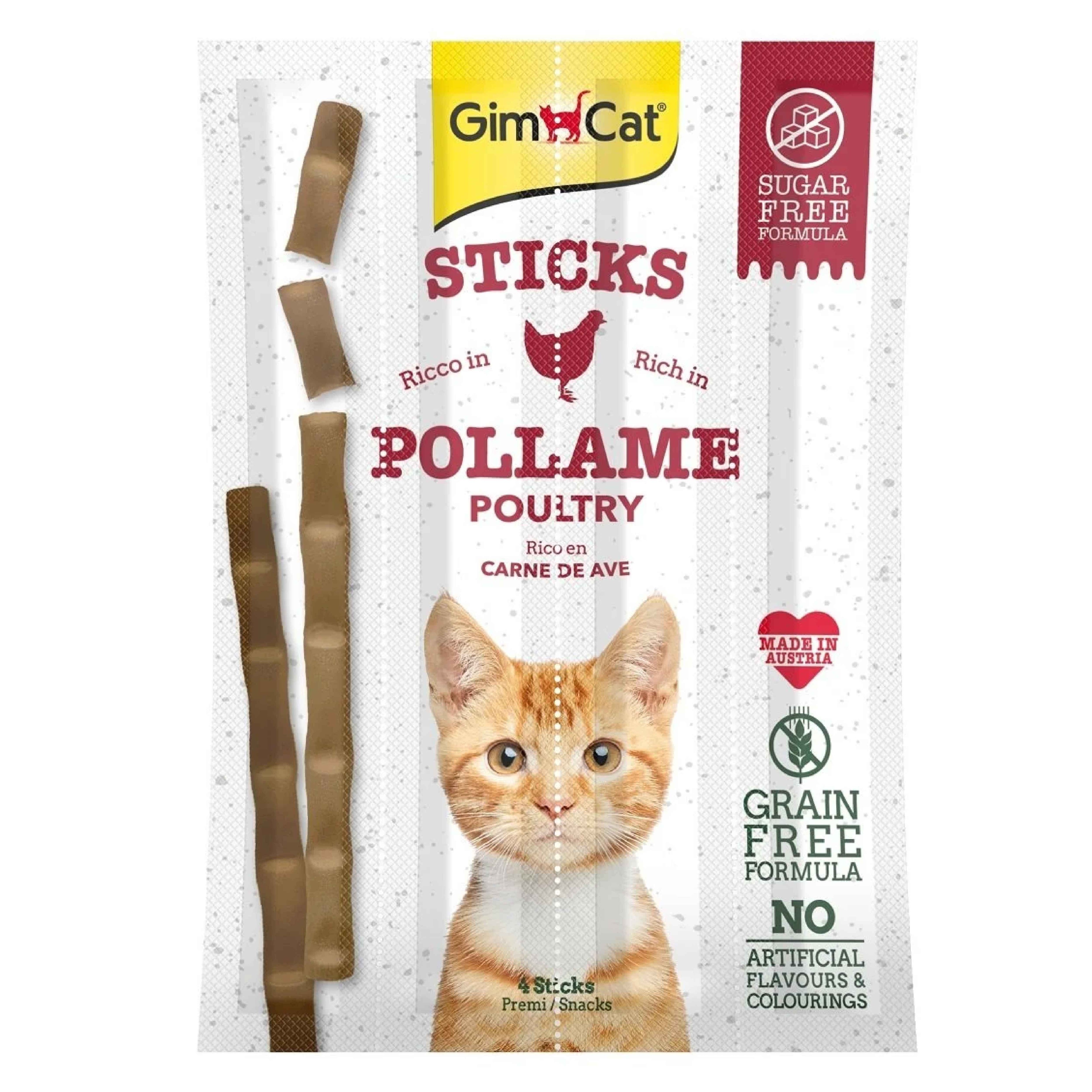 GimCat Sticks Kümes Hayvanı Etli Tahılsız Ödül Çubukları 20 G