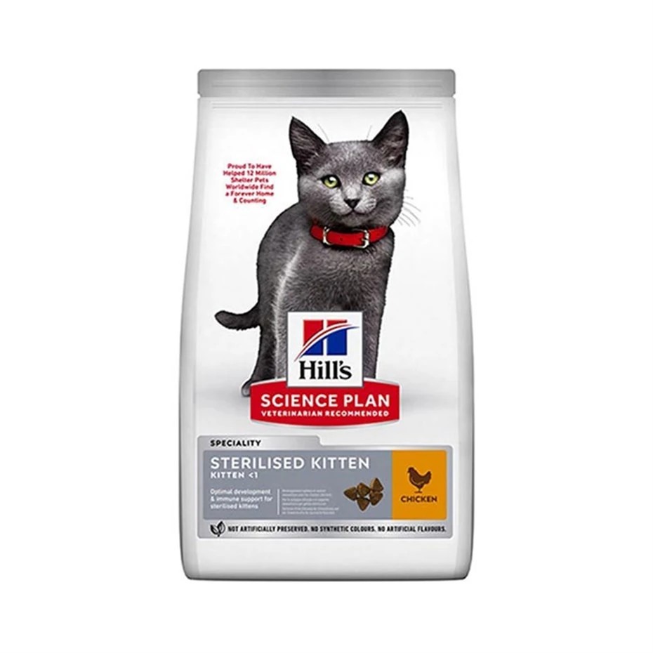 Hill's Sterilized Kitten Chicken, Tavuklu Kısırlaştırılmış Yavru Kedi Maması 1,5 Kg