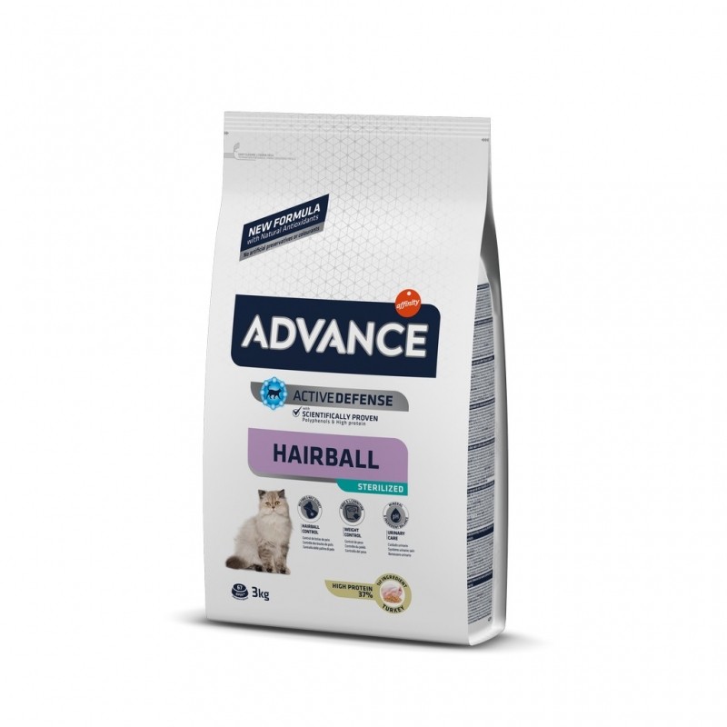 Advance Cat Sterilized Hairball, Hindili Tüy Yumağı için, Kısırlaştırılmış Kedi Maması 3 Kg