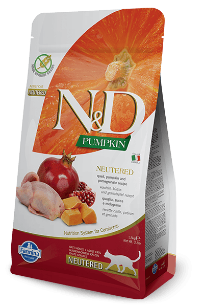 N&D Pumpkin Tahılsız Bıldırcın & Nar Kısırlaştırılmış Yetişkin Kedi Maması, 1,5 Kg