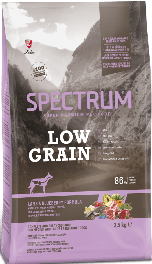 Spectrum Low Grain Kuzu&Yaban Mersinli Orta Ve Büyük Irk Yetişkin Köpek Kuru Maması 2,5 Kg