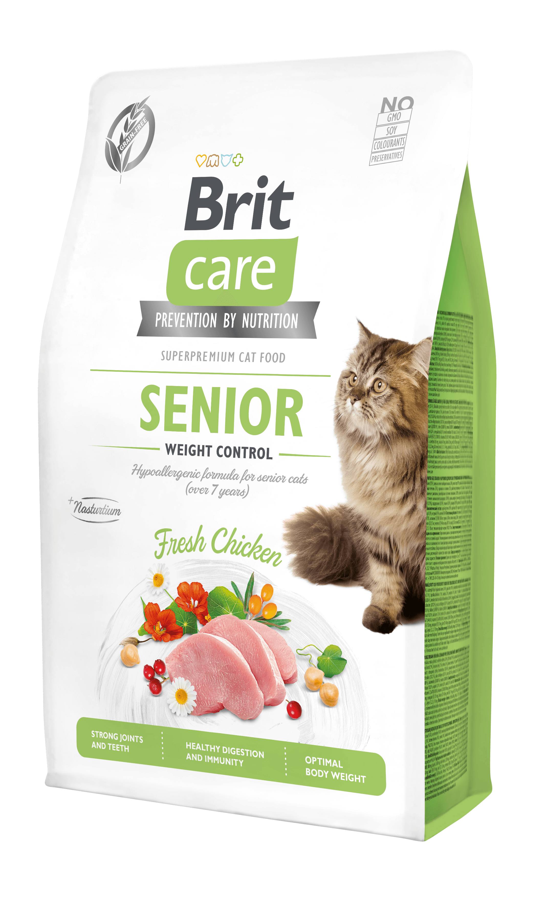 Brit Care Senior Kuru Kedi Maması, Tavuklu, Tahılsız, Yaşlı Kedi, Hipoalerjenik, Kilo Kontrolü İçin, 2 Kg