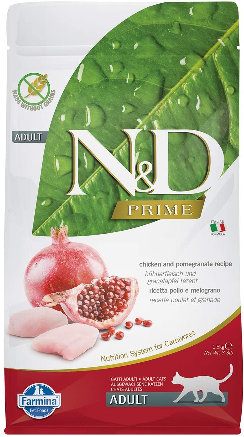 N&D Prime Tahılsız Tavuk & Nar Yetişkin Kedi Maması, 1,5 Kg