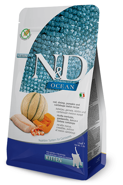 N&D Ocean Morina Balığı, Karides, Balkabağı & Kavun Kitten Kedi Maması, 1,5 Kg