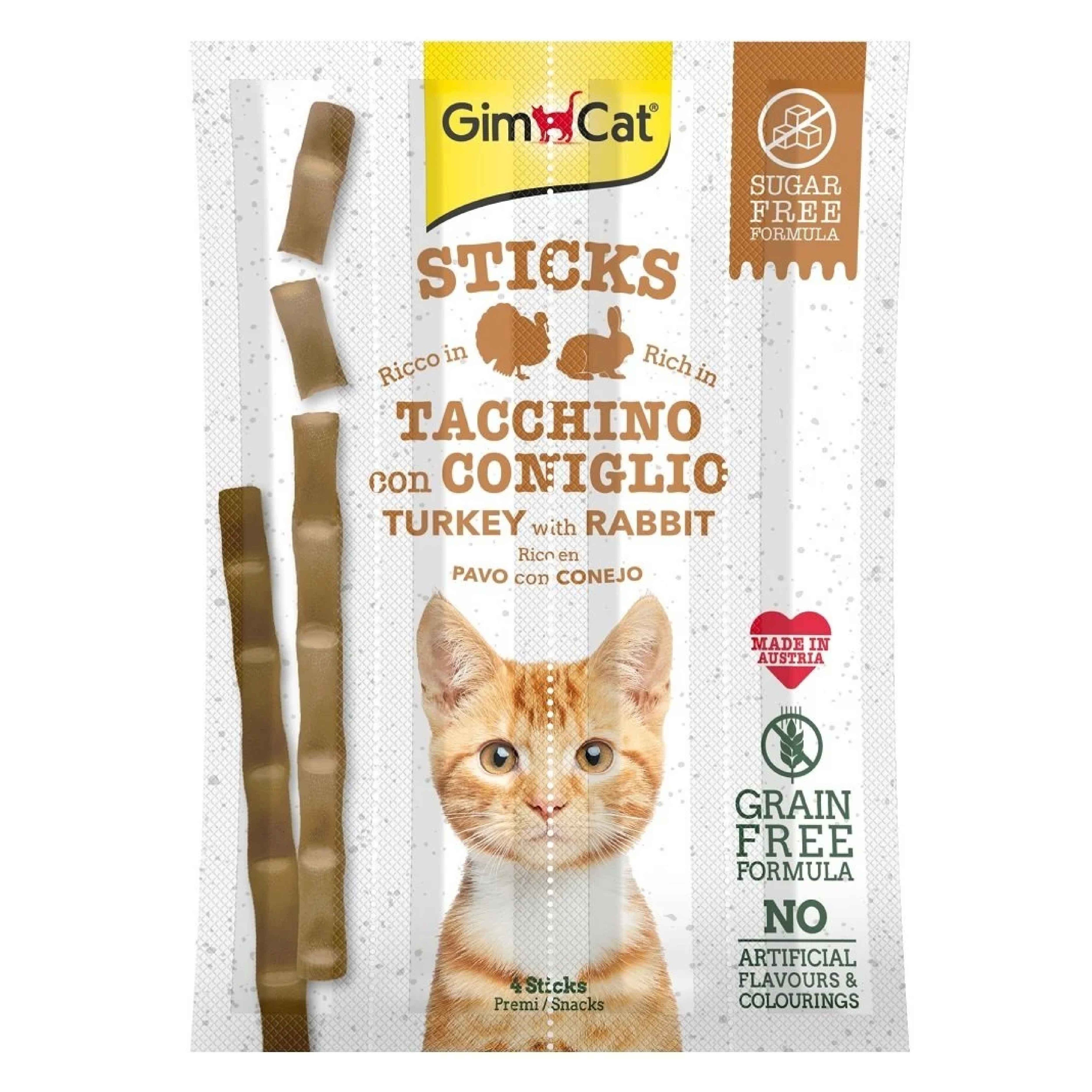 GimCat Sticks Hindi Etli Tavşan Etli Tahılsız Ödül Çubukları 20 G