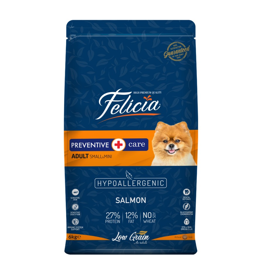 Felicia Yetişkin Somonlu Small Az Tahıllı Mini HypoAllergenic Köpek Maması 6 Kg