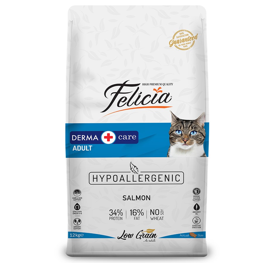 Felicia Yetişkin Somonlu Az Tahıllı HypoAllergenic Kedi Maması 12 Kg