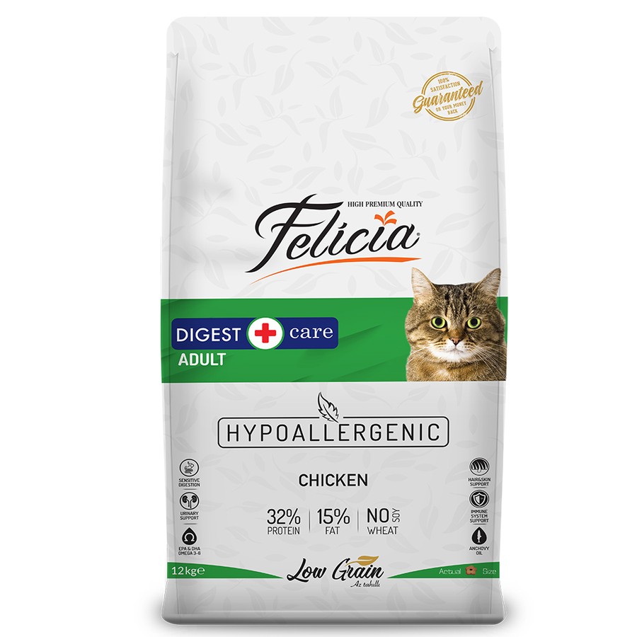 Felicia Yetişkin Tavuklu Az Tahıllı HypoAllergenic Kedi Maması 12 Kg