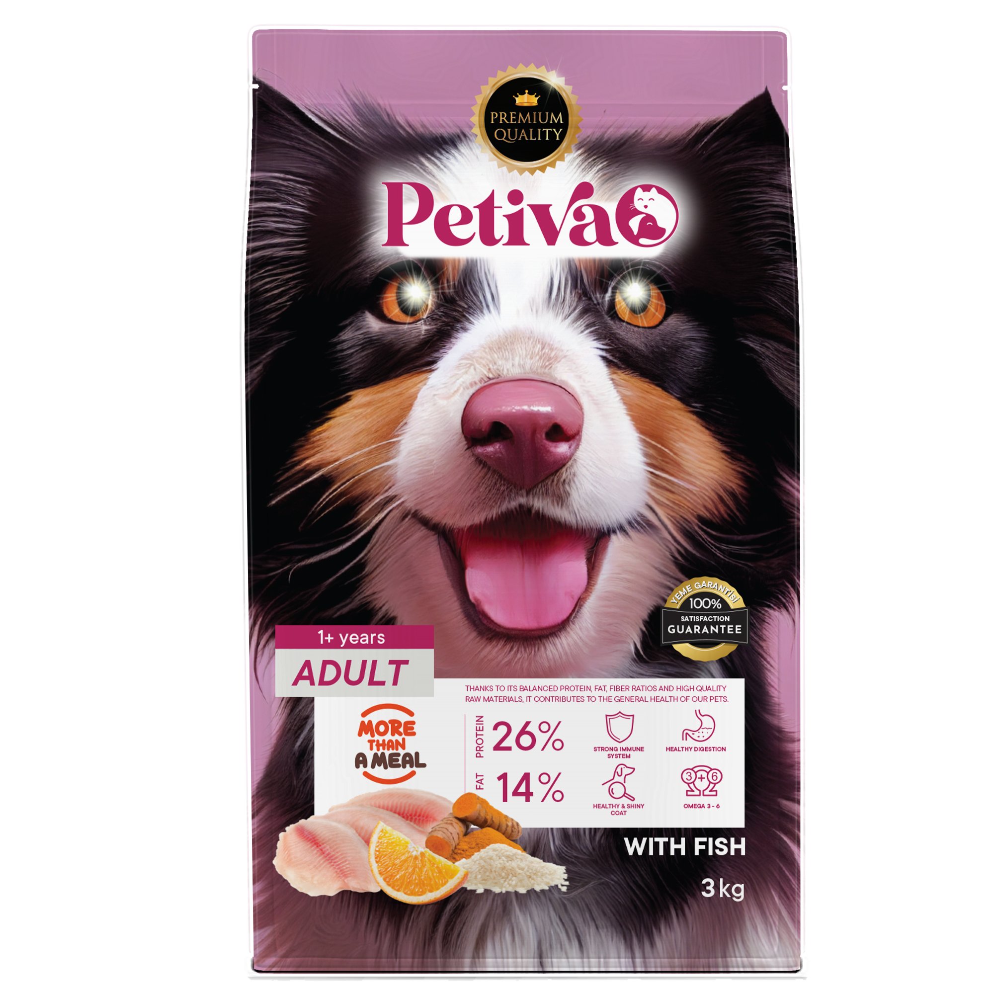 Petiva Yetişkin Köpekler İçin Balık Etli Kuru Köpek Maması 3 Kg