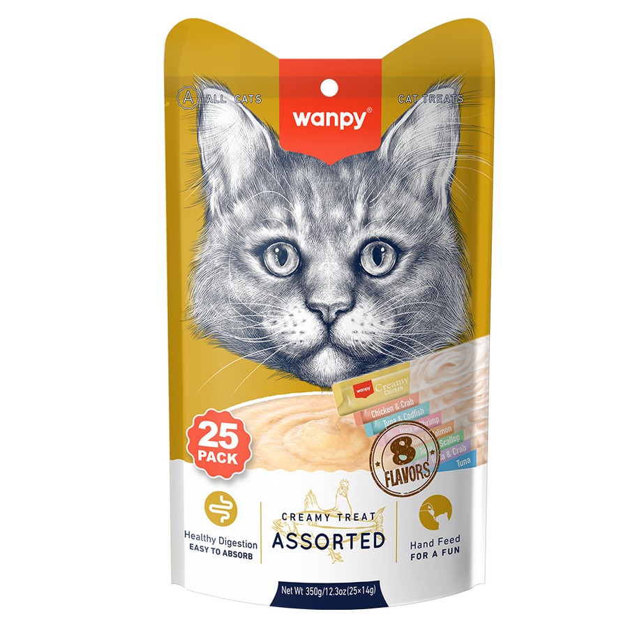 Wanpy Karışık 8 Lezzetli Krema Kedi Ödülü 25x14 G