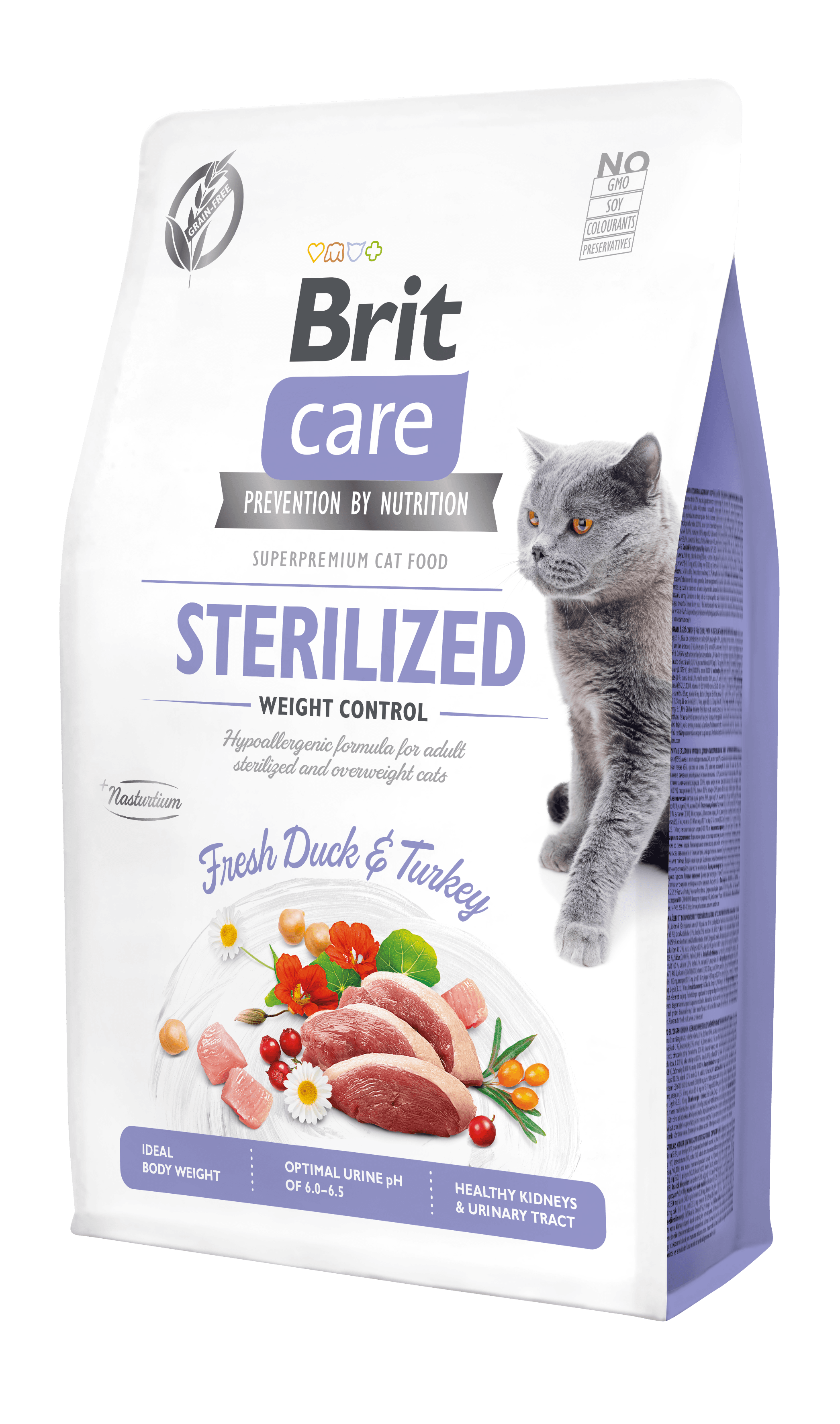 Brit Care Kuru Kedi Maması, Taze Ördek ve Hindili, Kısırlaştırılmış, Tahılsız, Yetişkin, Kilo Kontrolü, 2 Kg