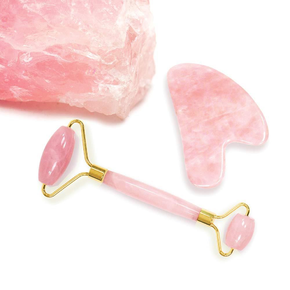 Pembe Kuvars Roller & Gua Sha Yüz Masaj Taşı