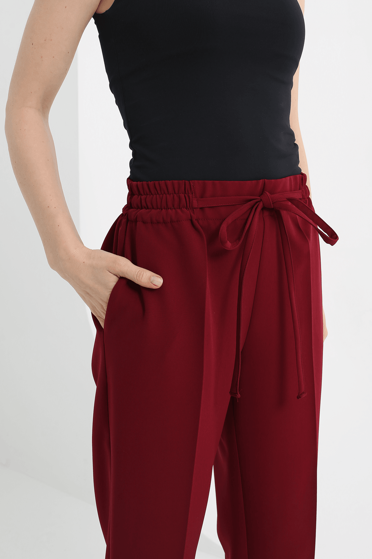 Relaxed Fit Pants Burgundy