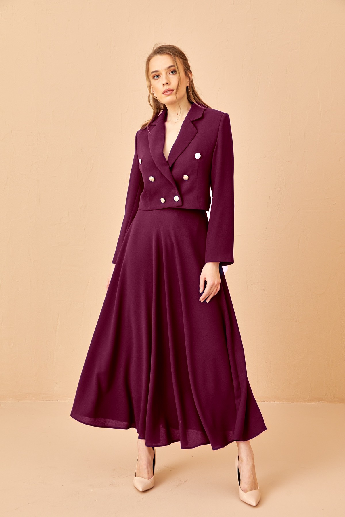 Skirt Suit Plum