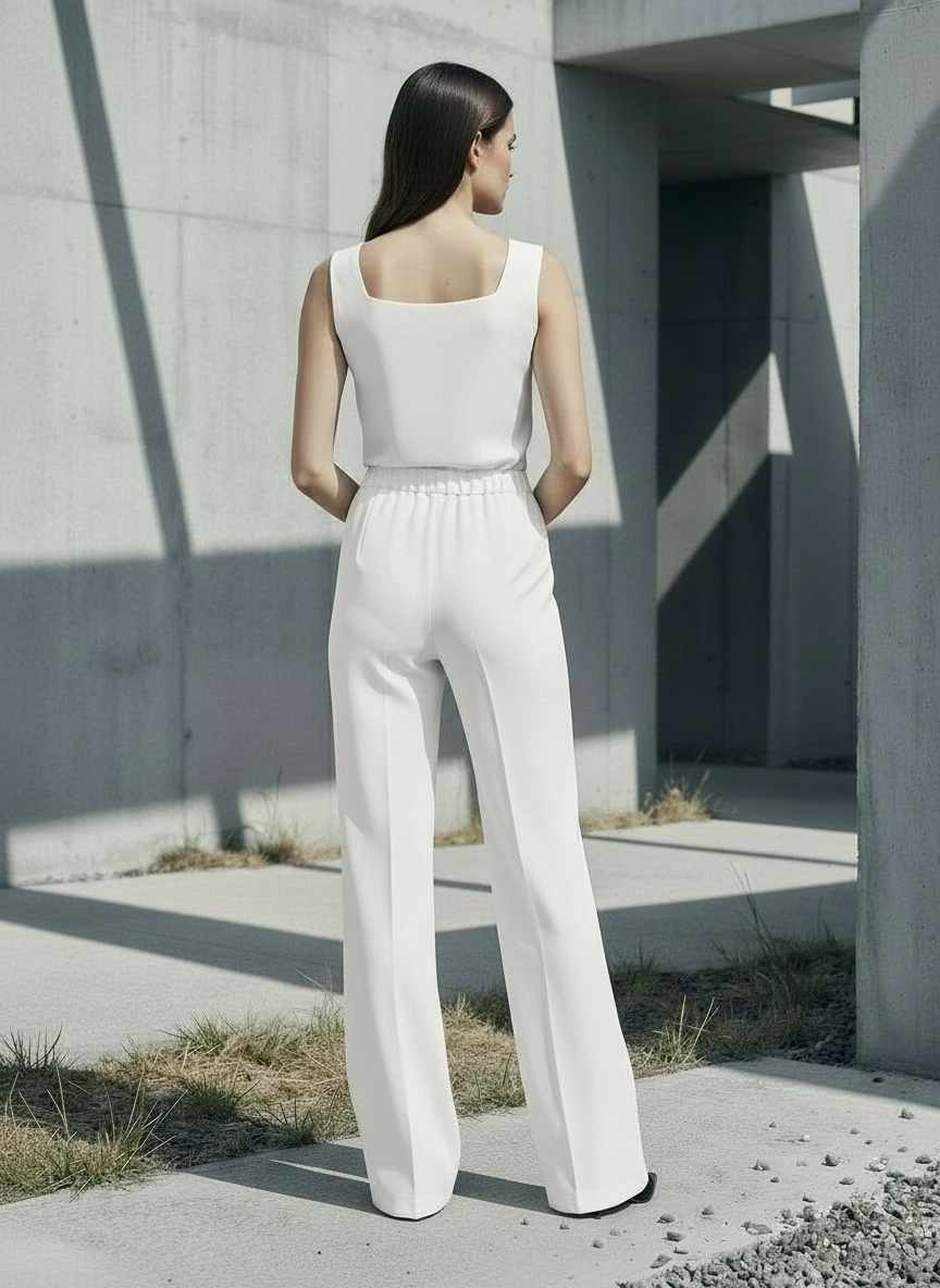 Bol Paça Krep Pantolon Ekru