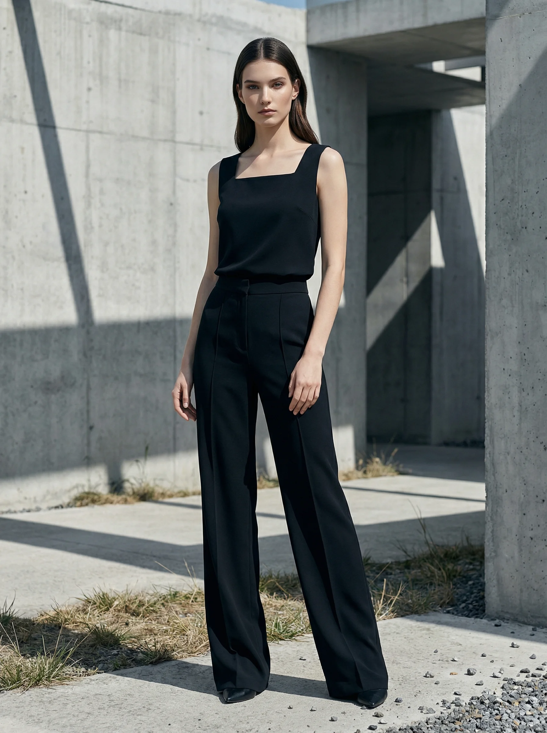 Bol Paça Krep Pantolon Siyah