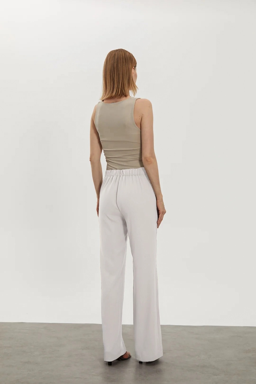 İspanyol Paça Krep Pantolon Ekru