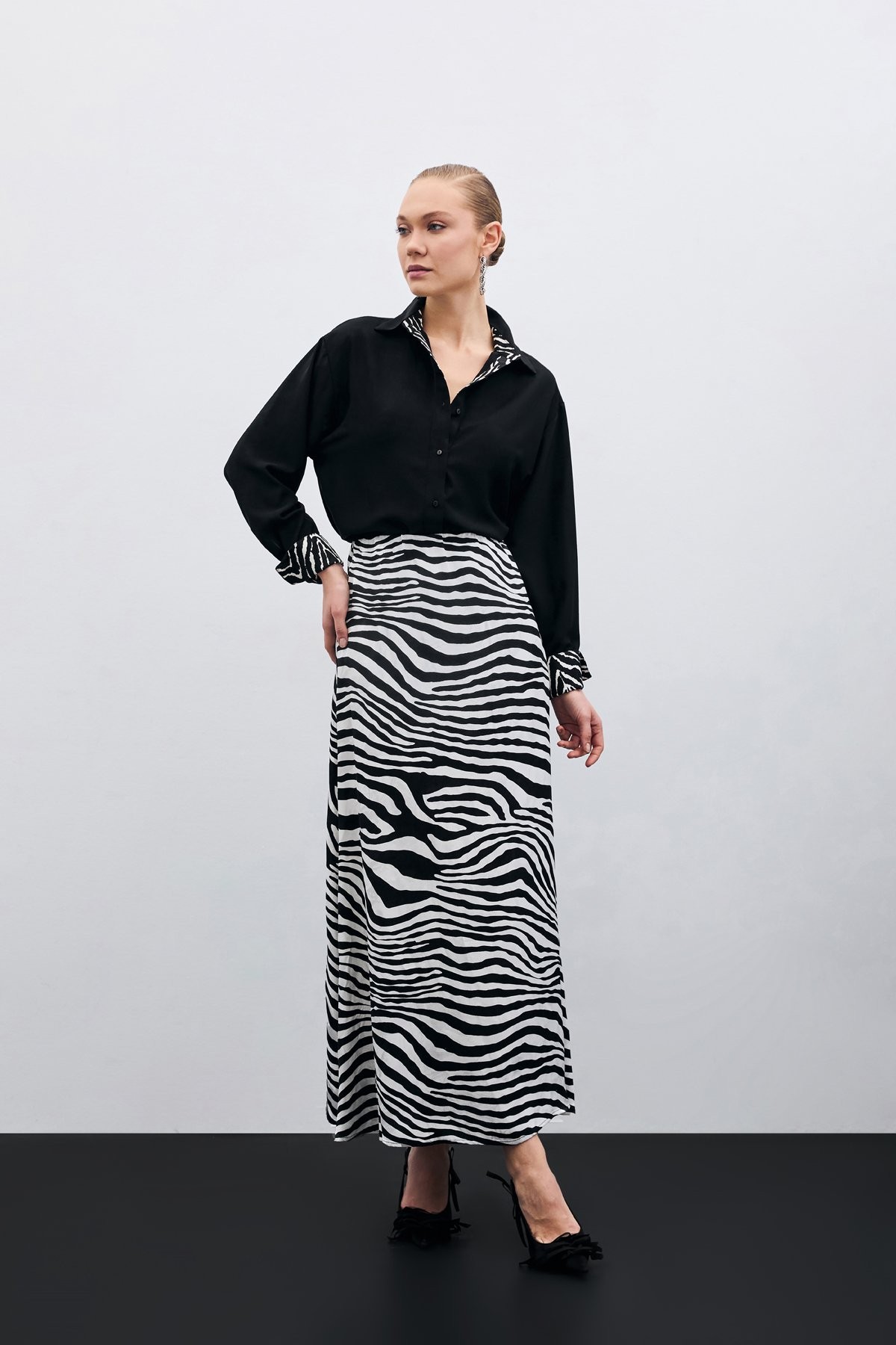 Zebra Desen Uzun Etek