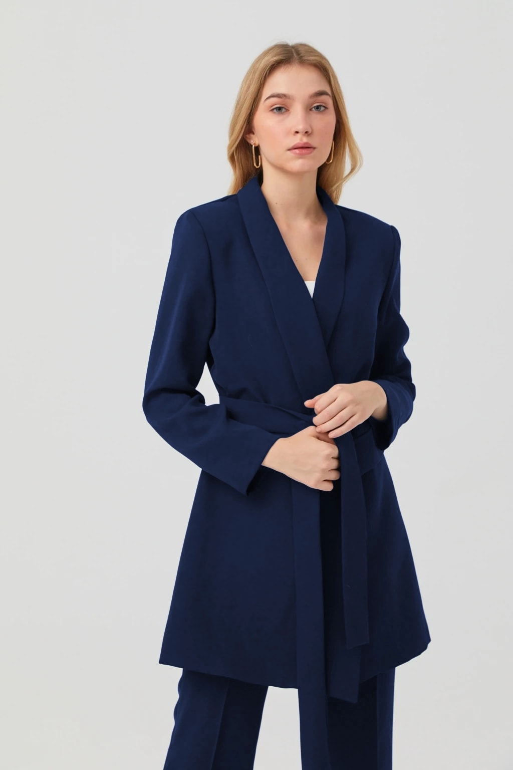 Şal Yaka Kuşaklı Takım Lacivert