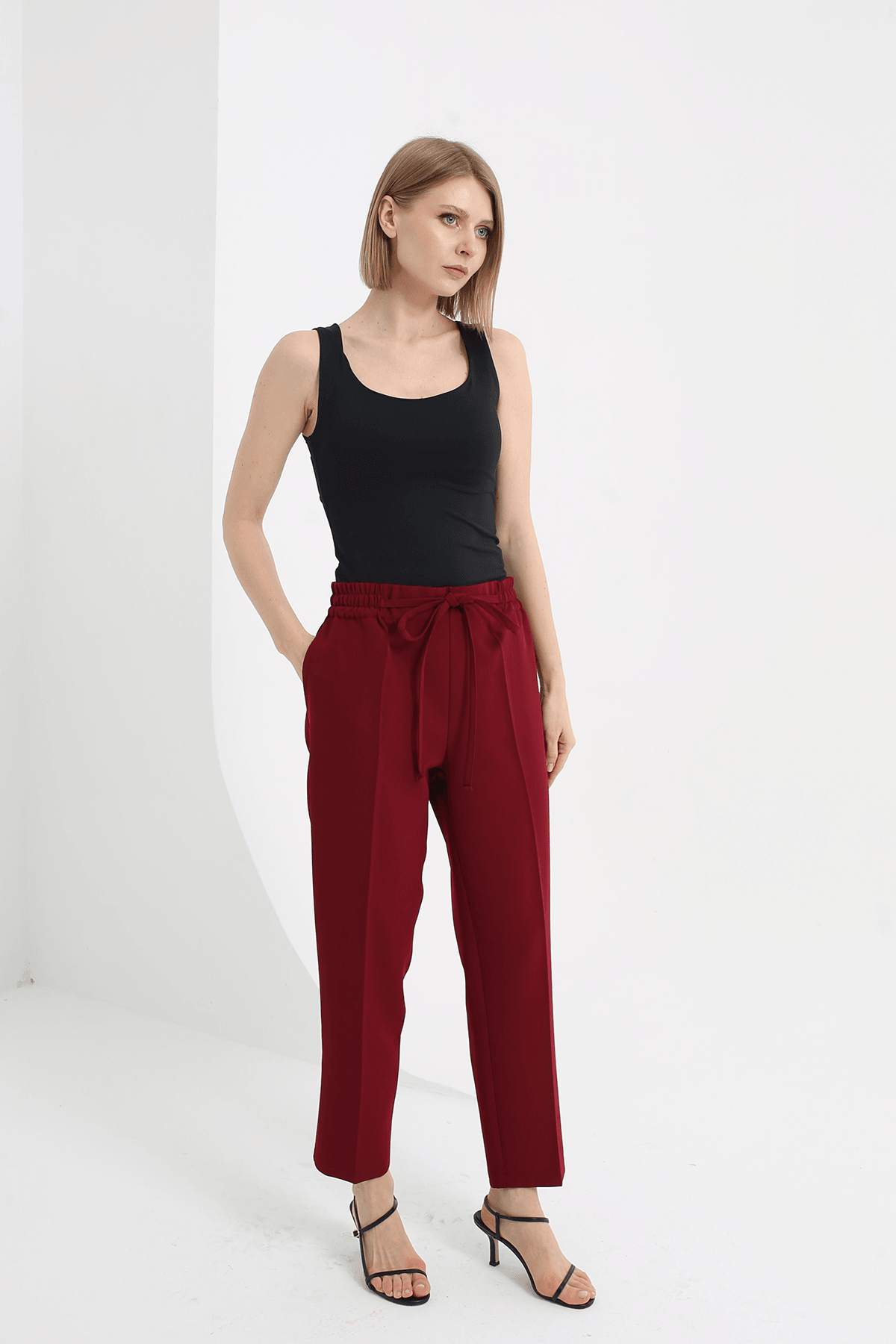 Relaxed Fit Pants Burgundy