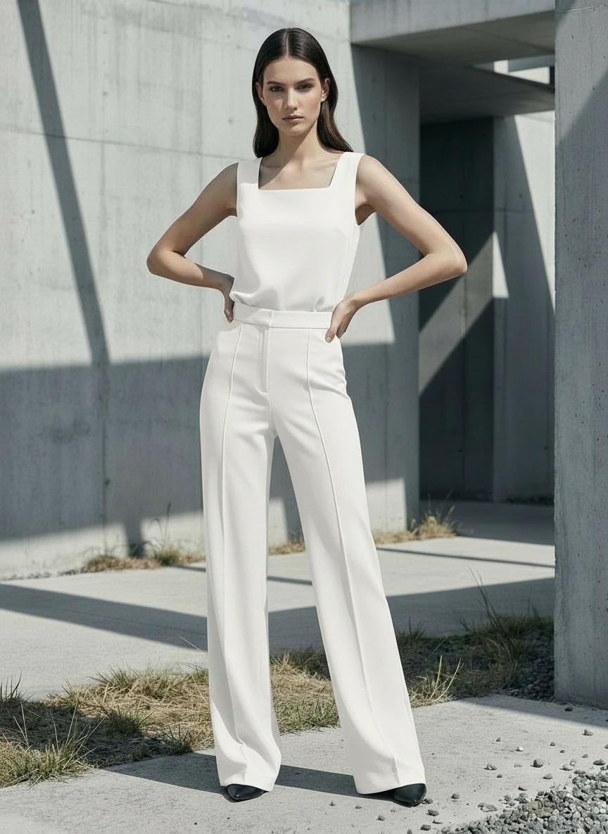 Bol Paça Krep Pantolon Ekru