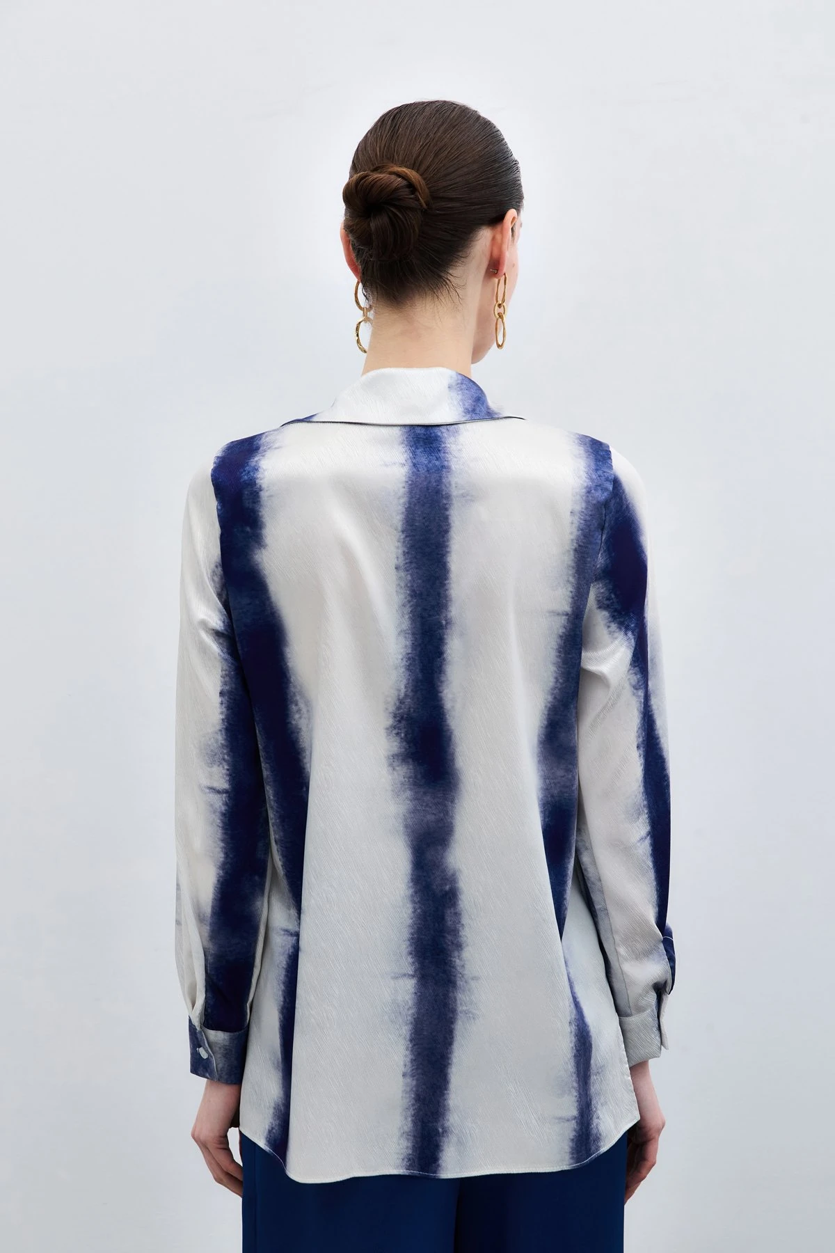 Desenli Klasik Gömlek Lacivert