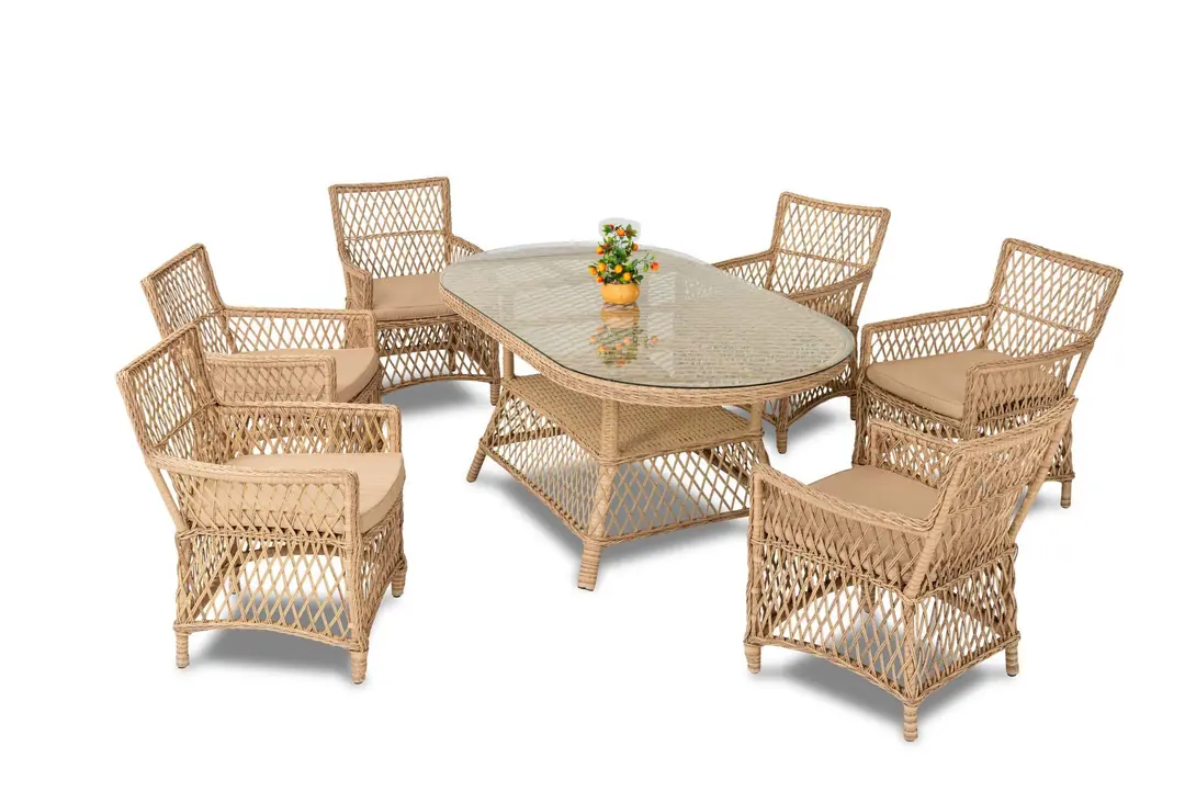 Artemis 6 Kişilik Rattan Oval Yemek Takımı