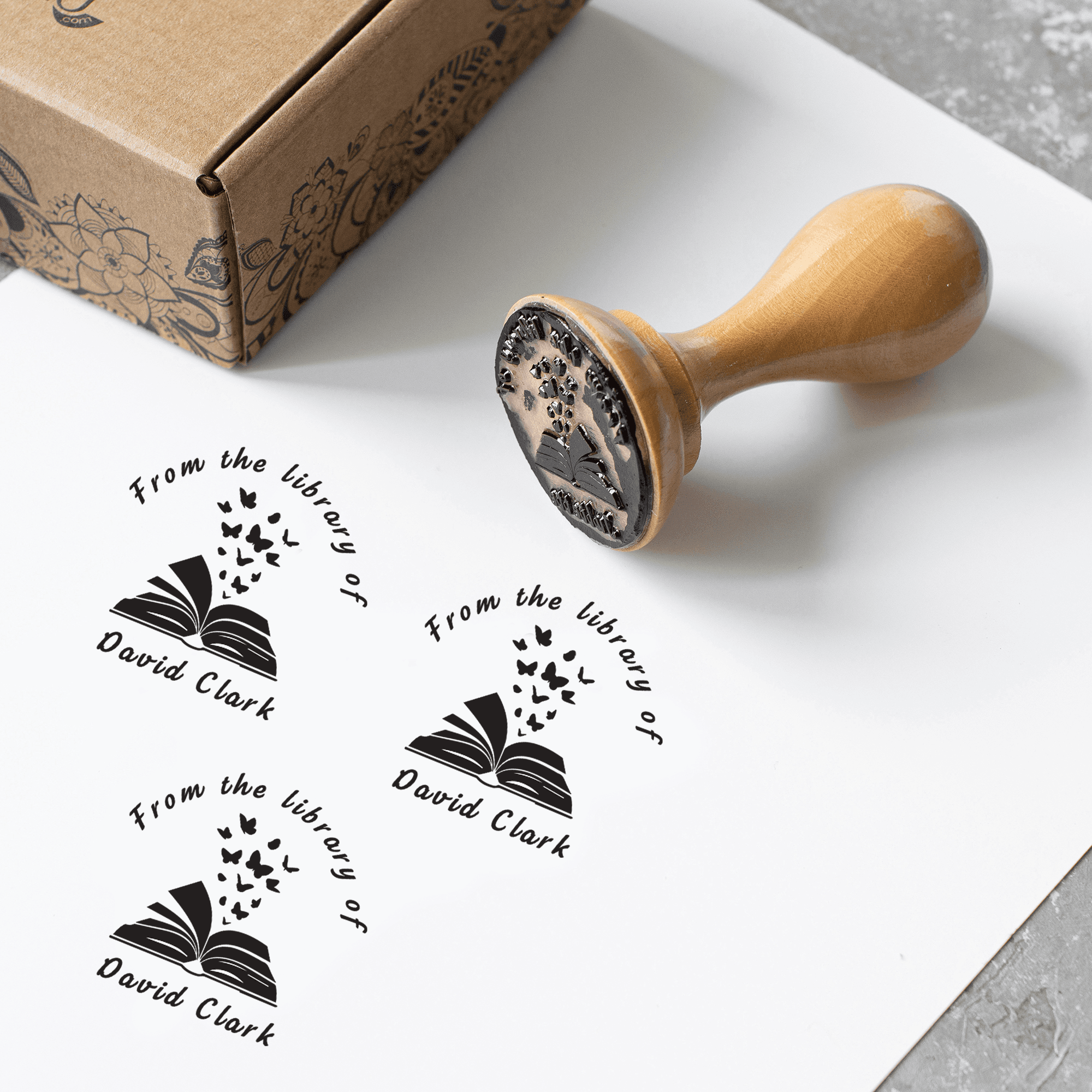 Book Stamp for Personal Library - Wood Stamp