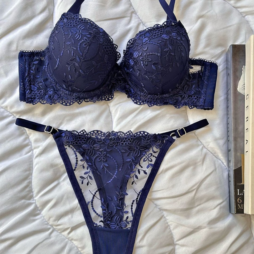 Soutien-Gorge Push-Up et String Ultra Confortable - Blue Majorelle image