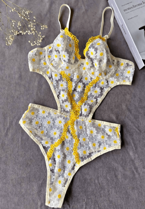 Body en Dentelle Découpée - Lingerie Féminine Sexy et Élégante avec Broderie Florale - Jasmine image