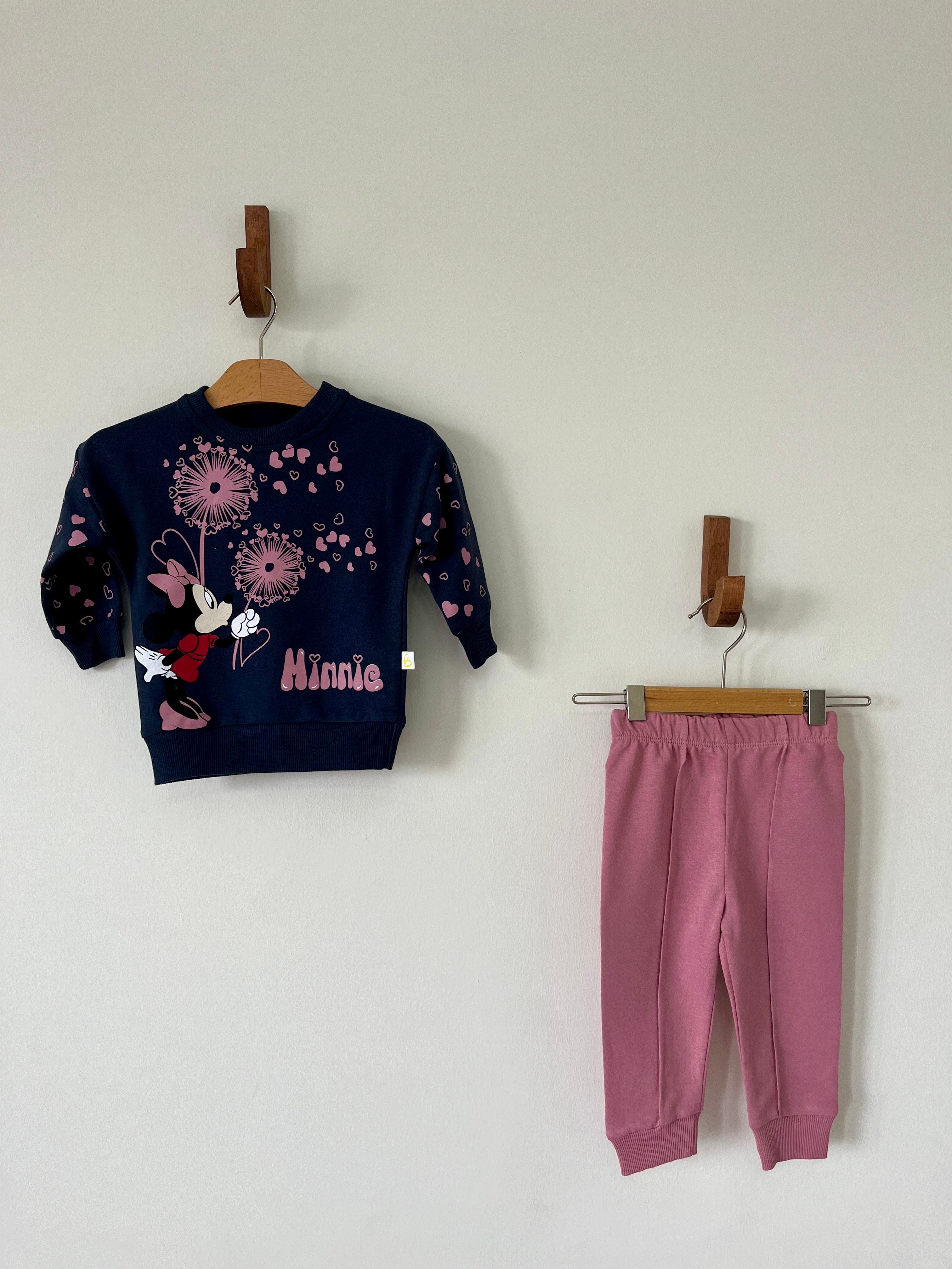 Minnie Baskılı Pamuklu Kız Çocuk 2'li Takım