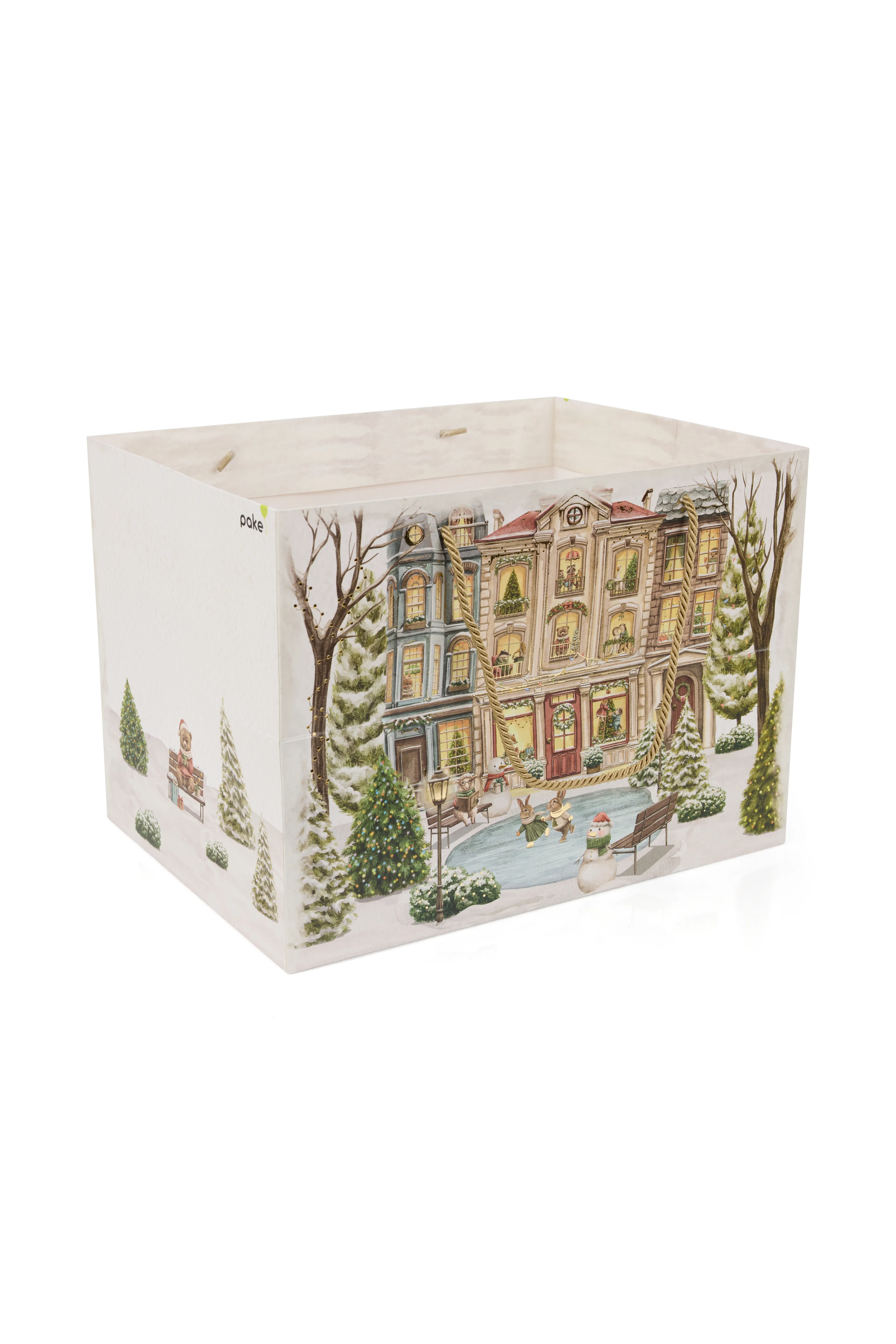 KIŞ DESEN 35X25X26 CM KARTON ÇANTA (5 ADET )