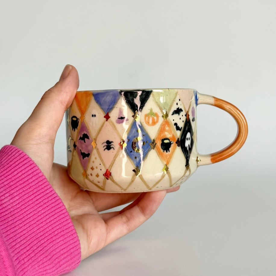 Spooky Doodle Kupa (24k altın detaylıdır)