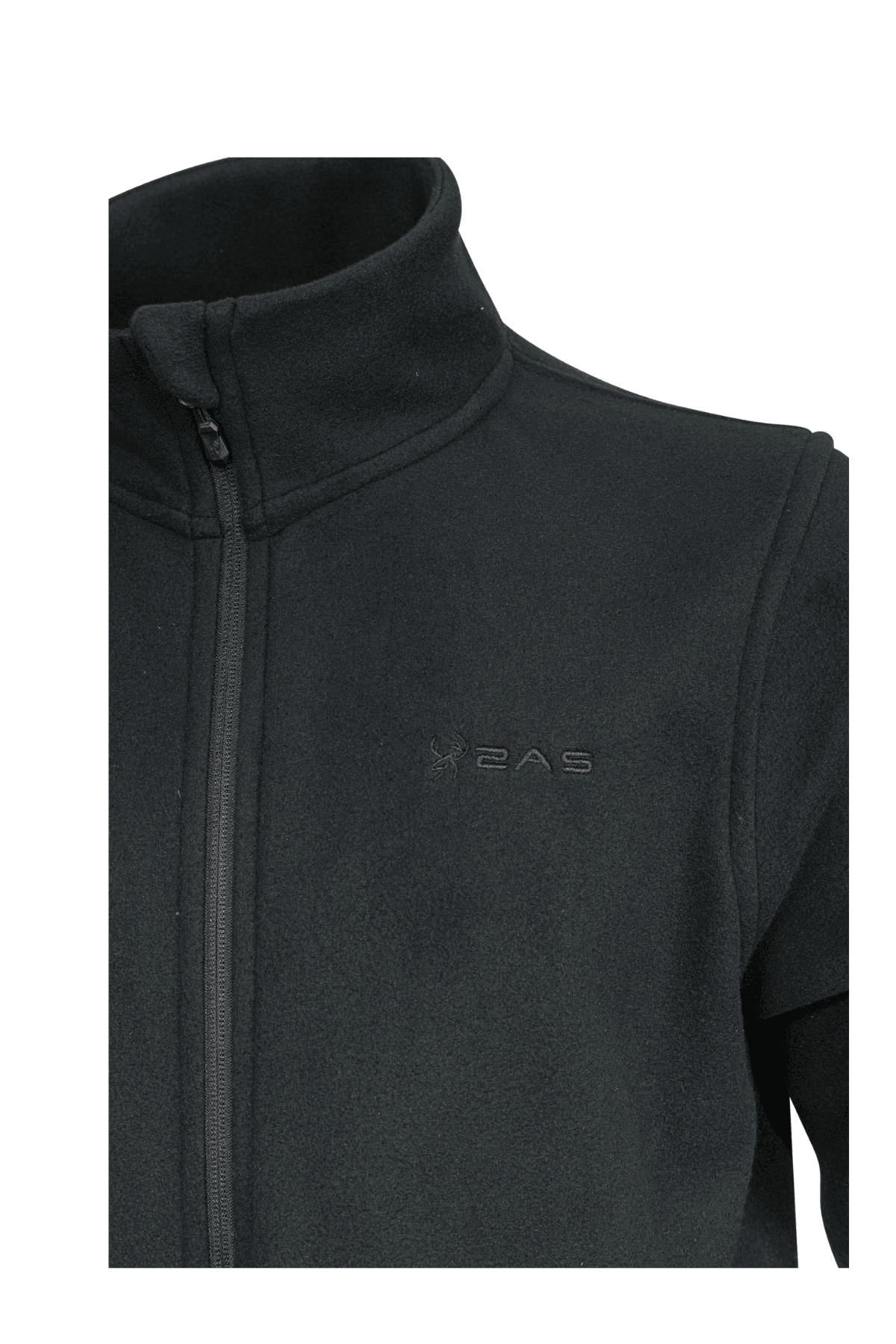 2AS CORK Tam Fermuarlı Erkek Polar Sweatshirt | Siyah