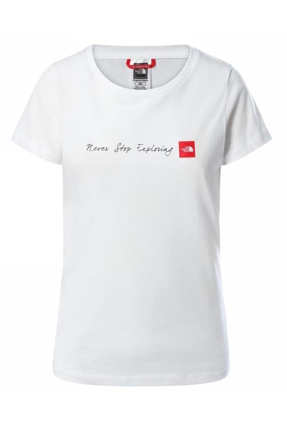 THE NORTH FACE W S/S NeverStopExploring Tee-EU KADIN TİŞÖRT - TNF White-TNF Red