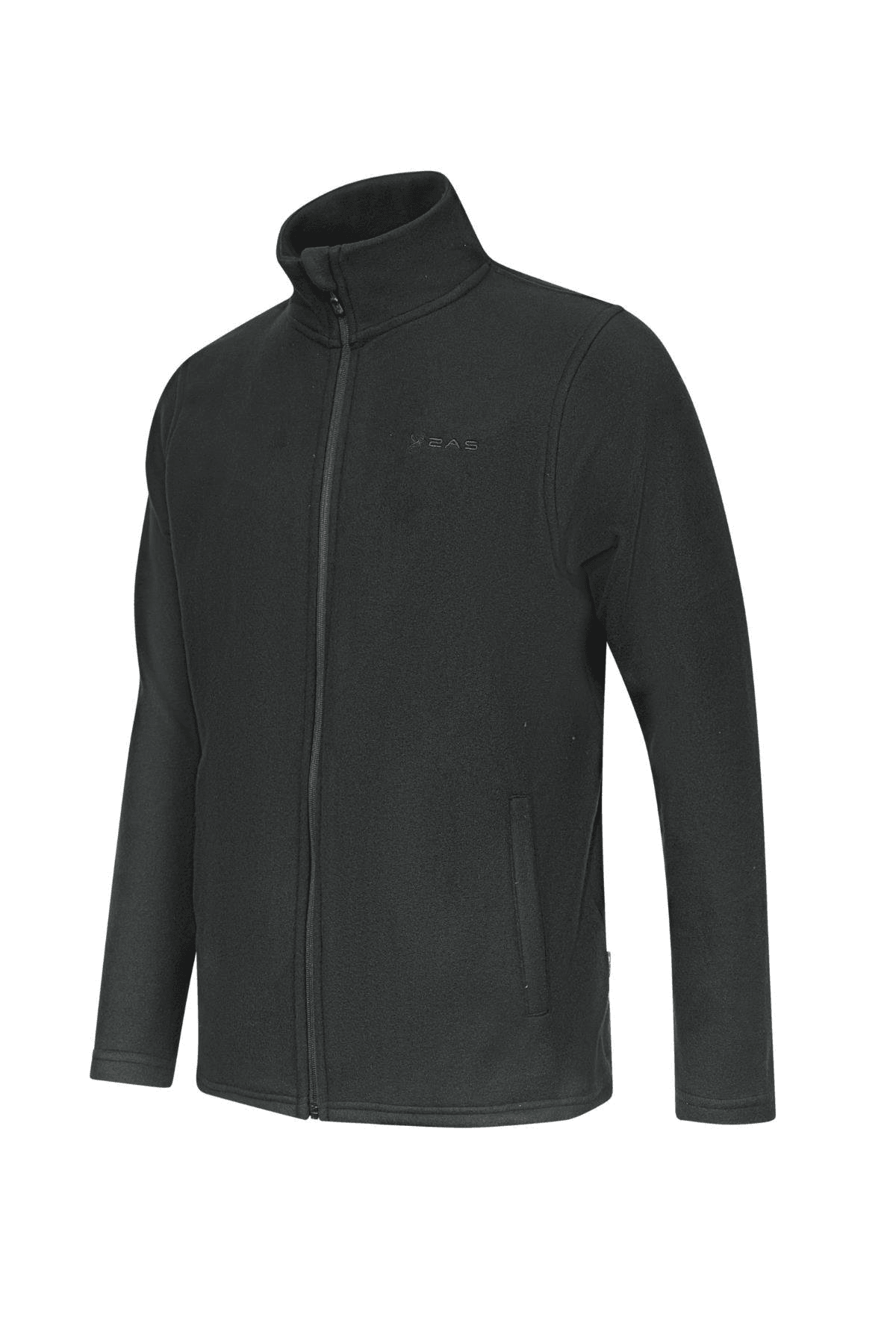 2AS CORK Tam Fermuarlı Erkek Polar Sweatshirt | Siyah