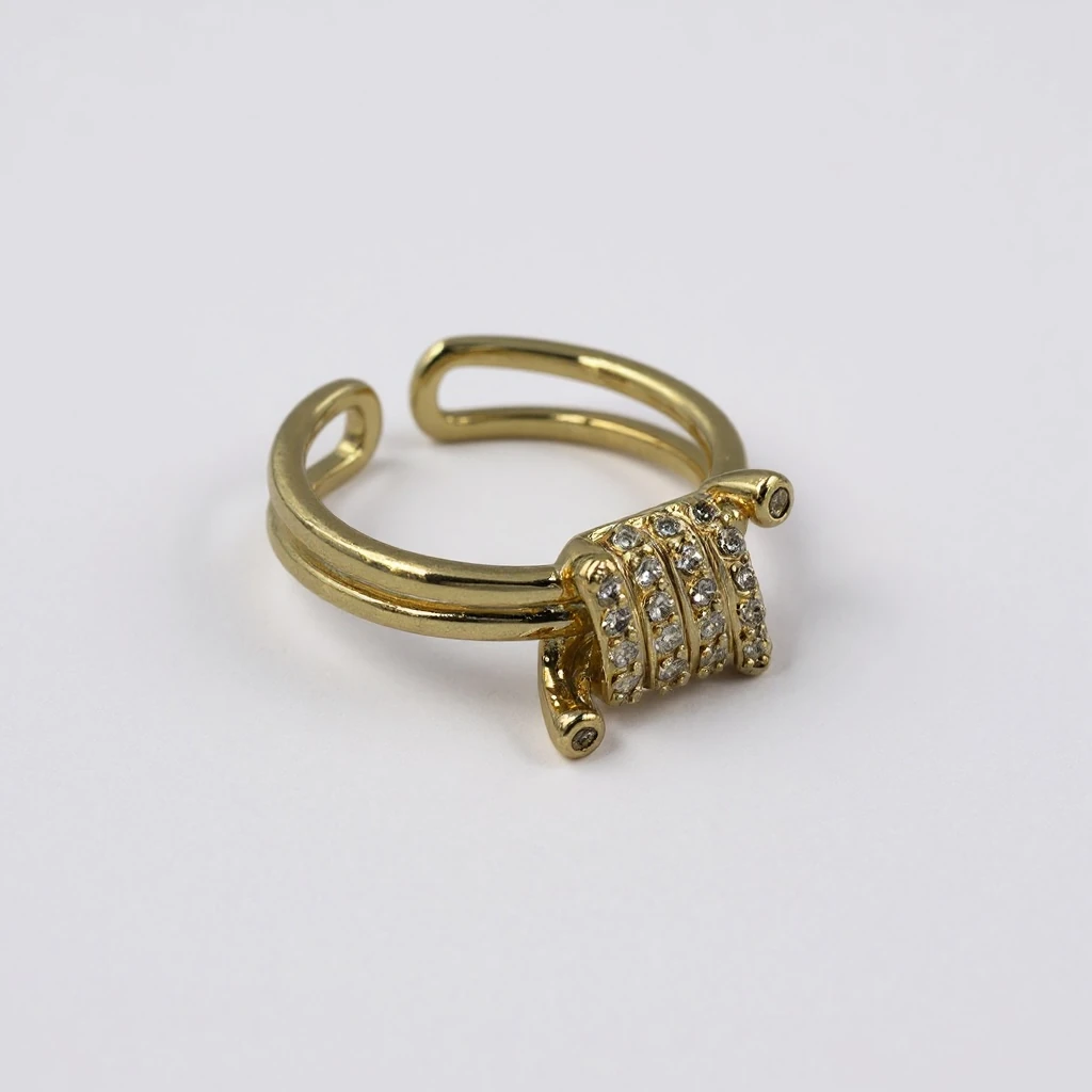 14K Taşlı Düğüm Yüzük Altın Kaplama