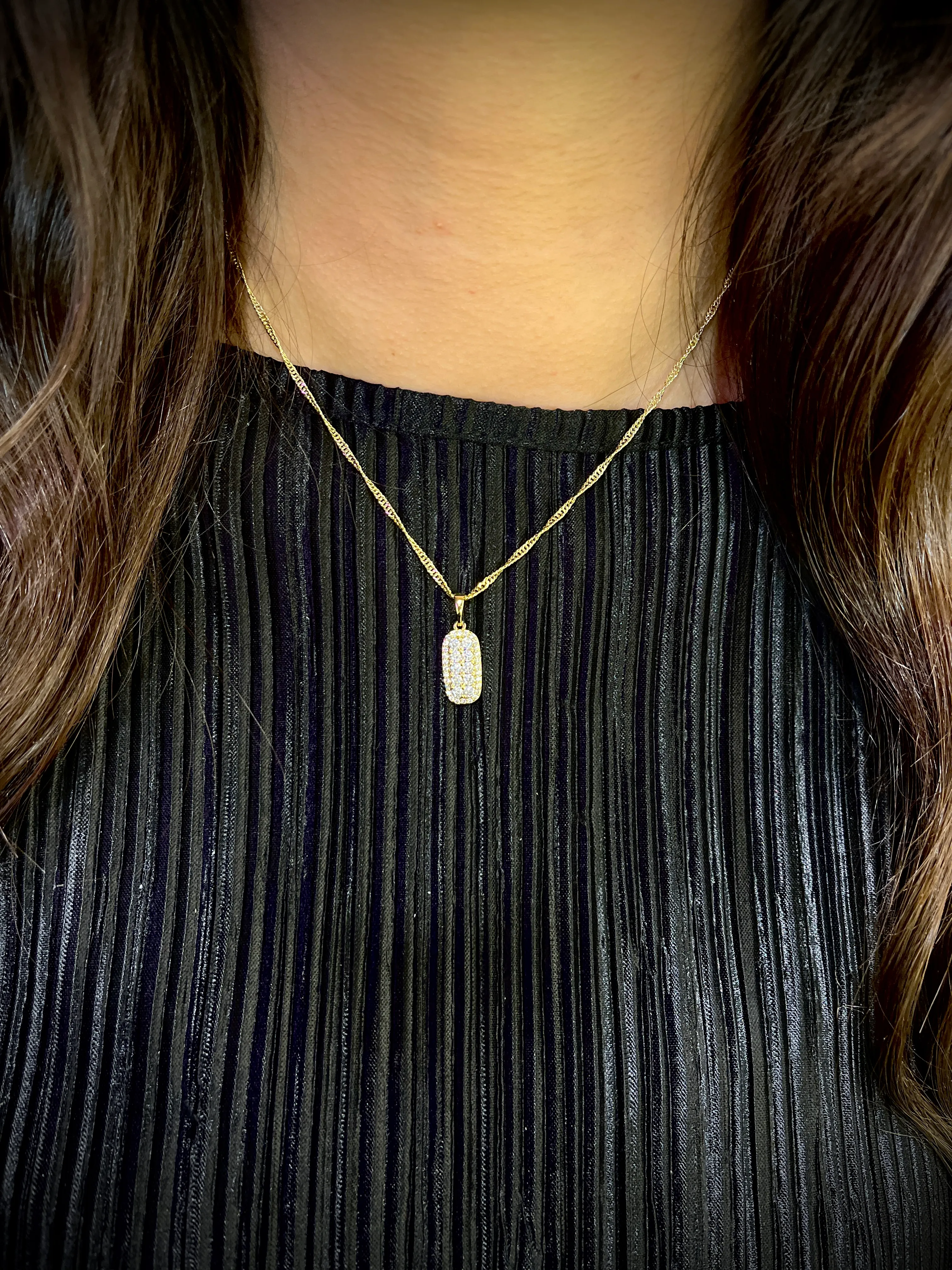 Taşlı Dikdörtgen Kolye 45 cm