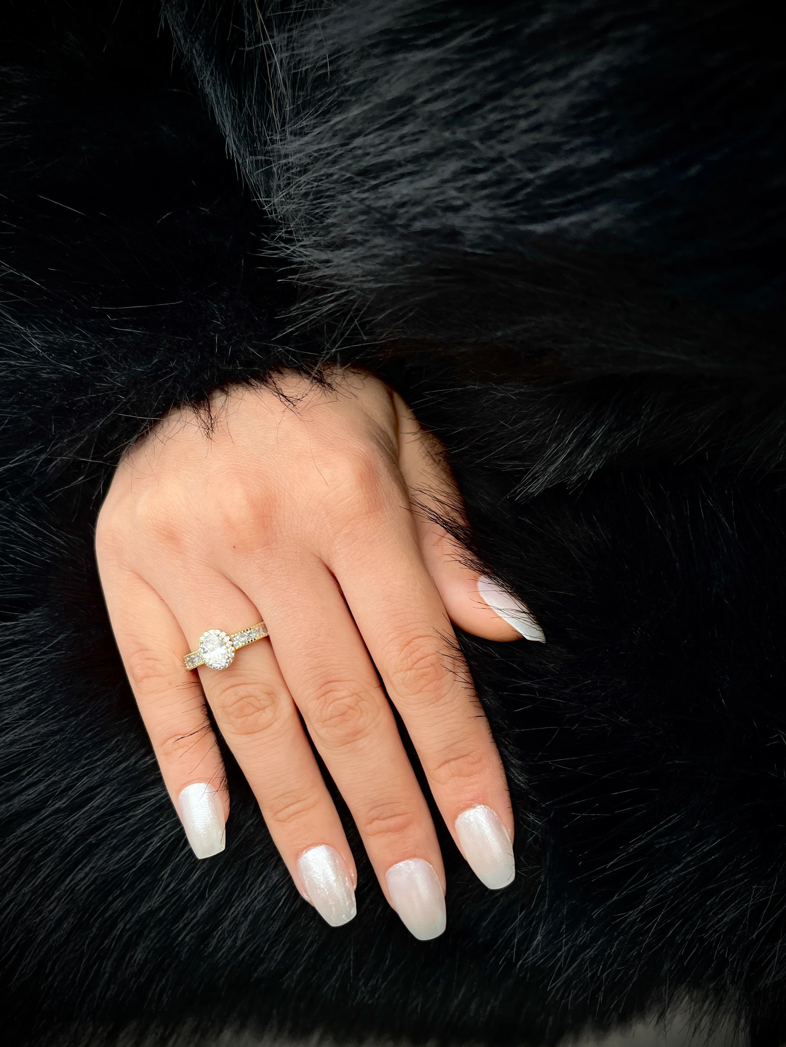 14K Taşlı Yüzük Oval Altın Kaplama