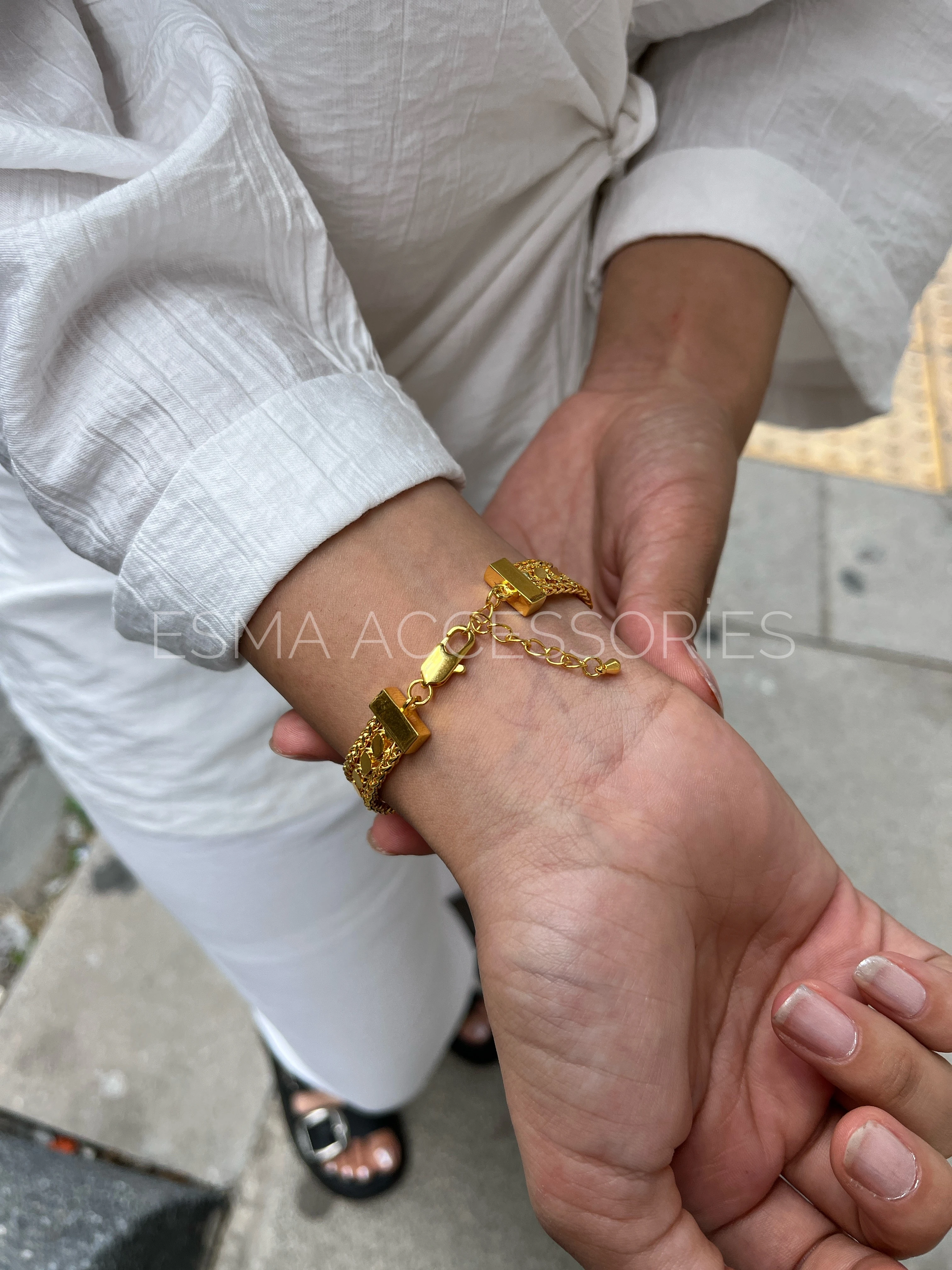 Kenarları Güverse Arpa Bileklik 22 Ayar Altın Kaplama