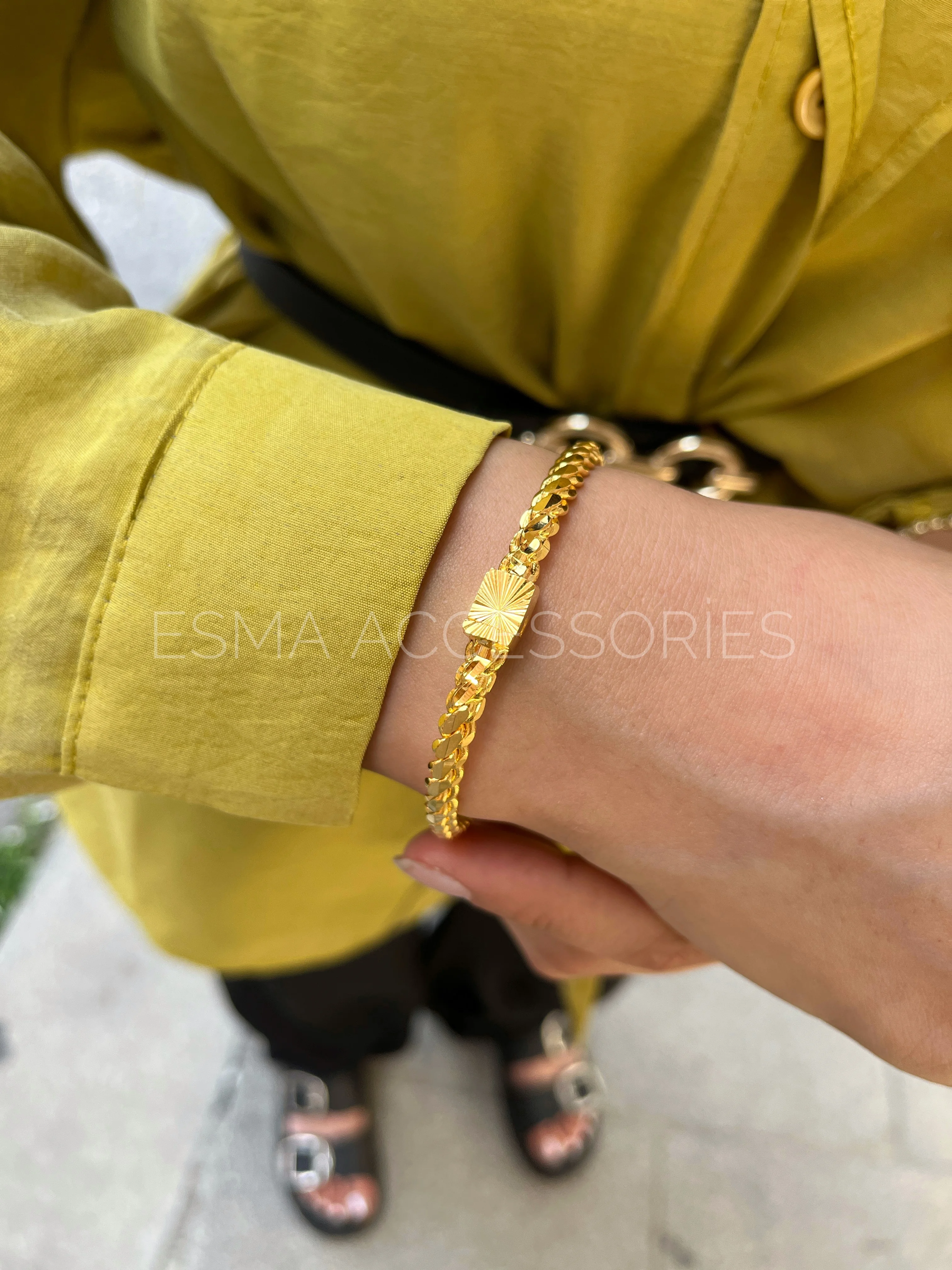 Erzurum Burması Kare Kilitli (Model 2) 22 Ayar Altın Kaplama