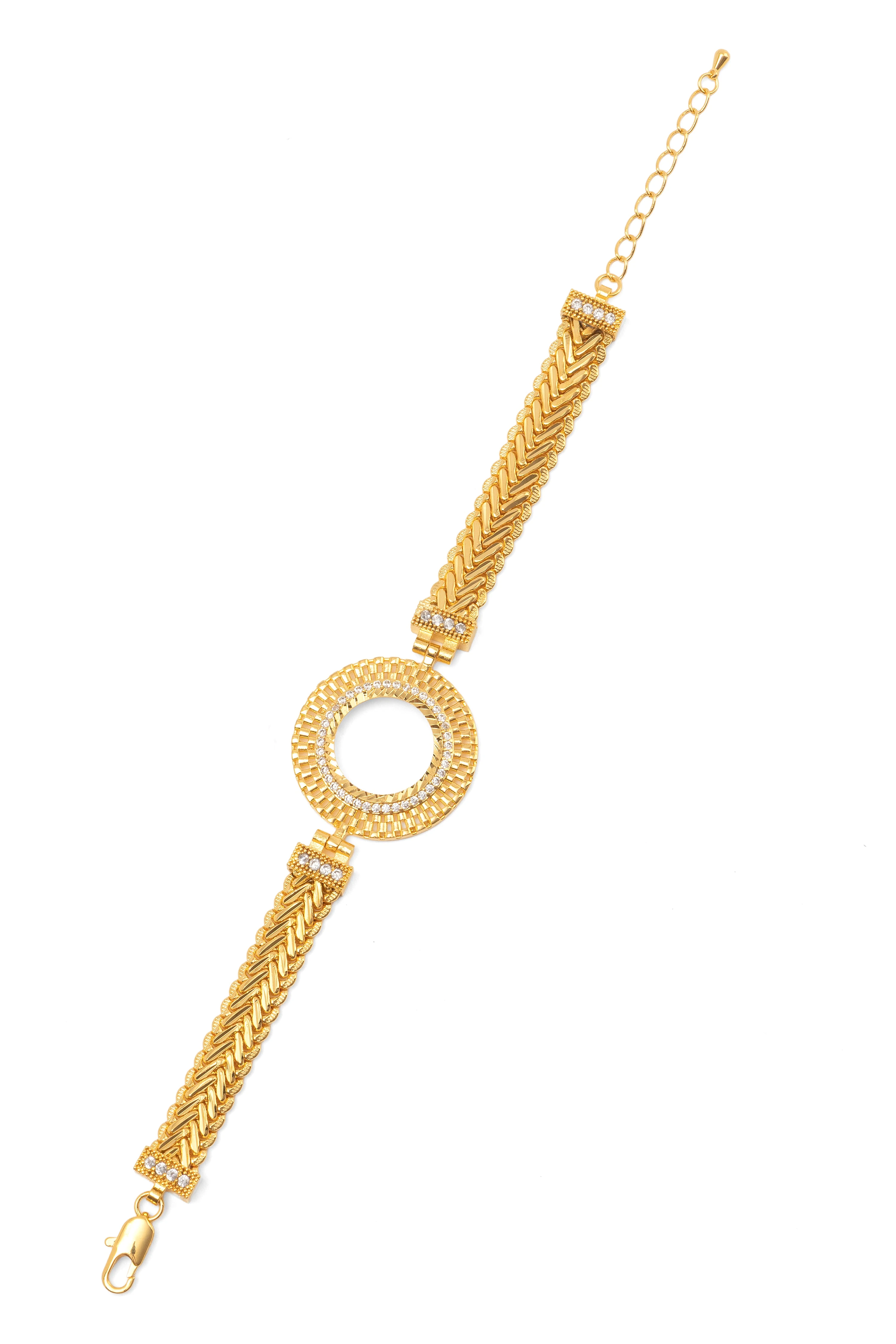 Güneş Çeyrekli İçi Boş Tekli Balıksırtı Bileklik 22 Ayar Altın Kaplama