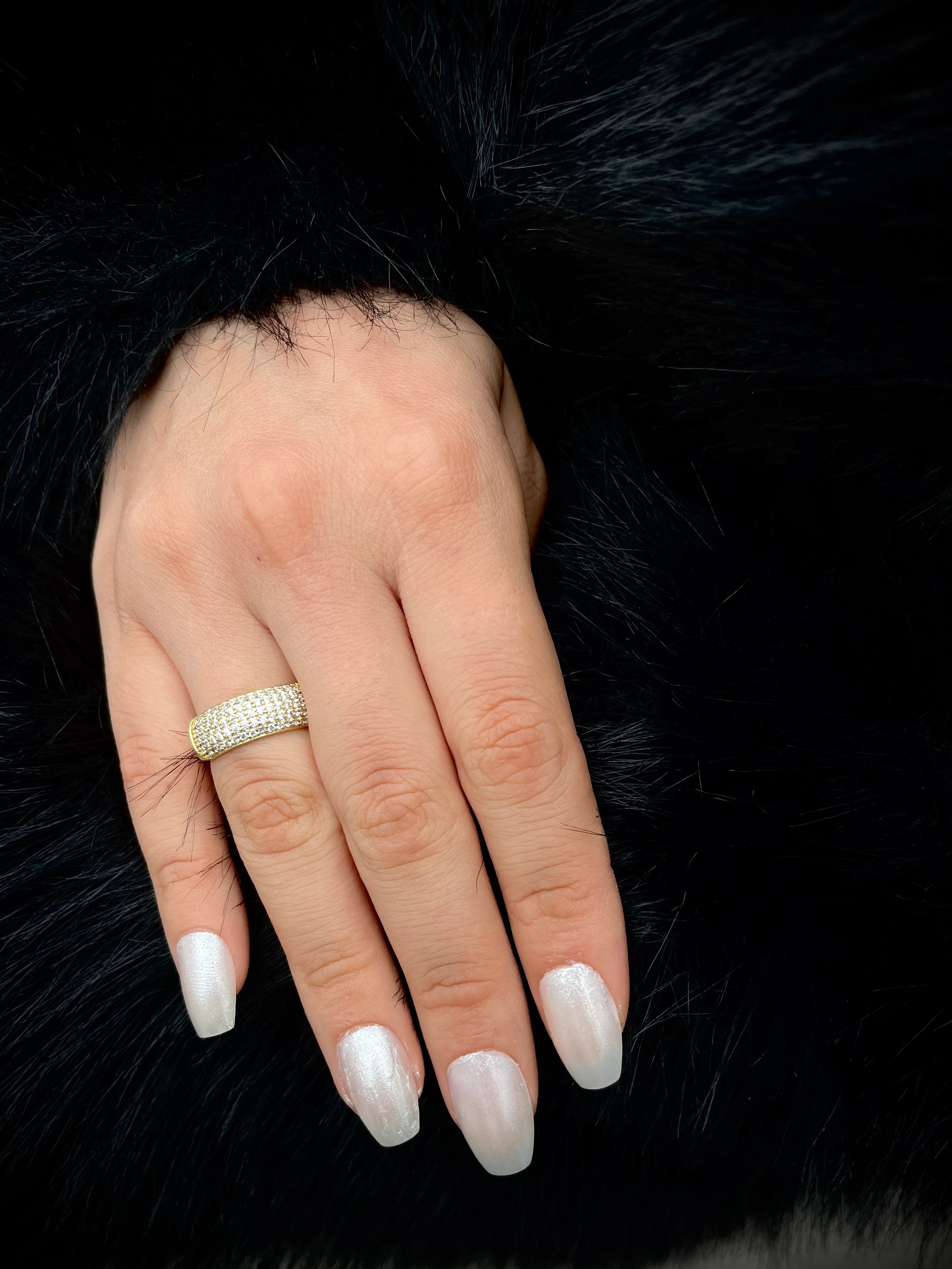 14K Zirkon Taşlı Bombeli Yüzük Altın Kaplama