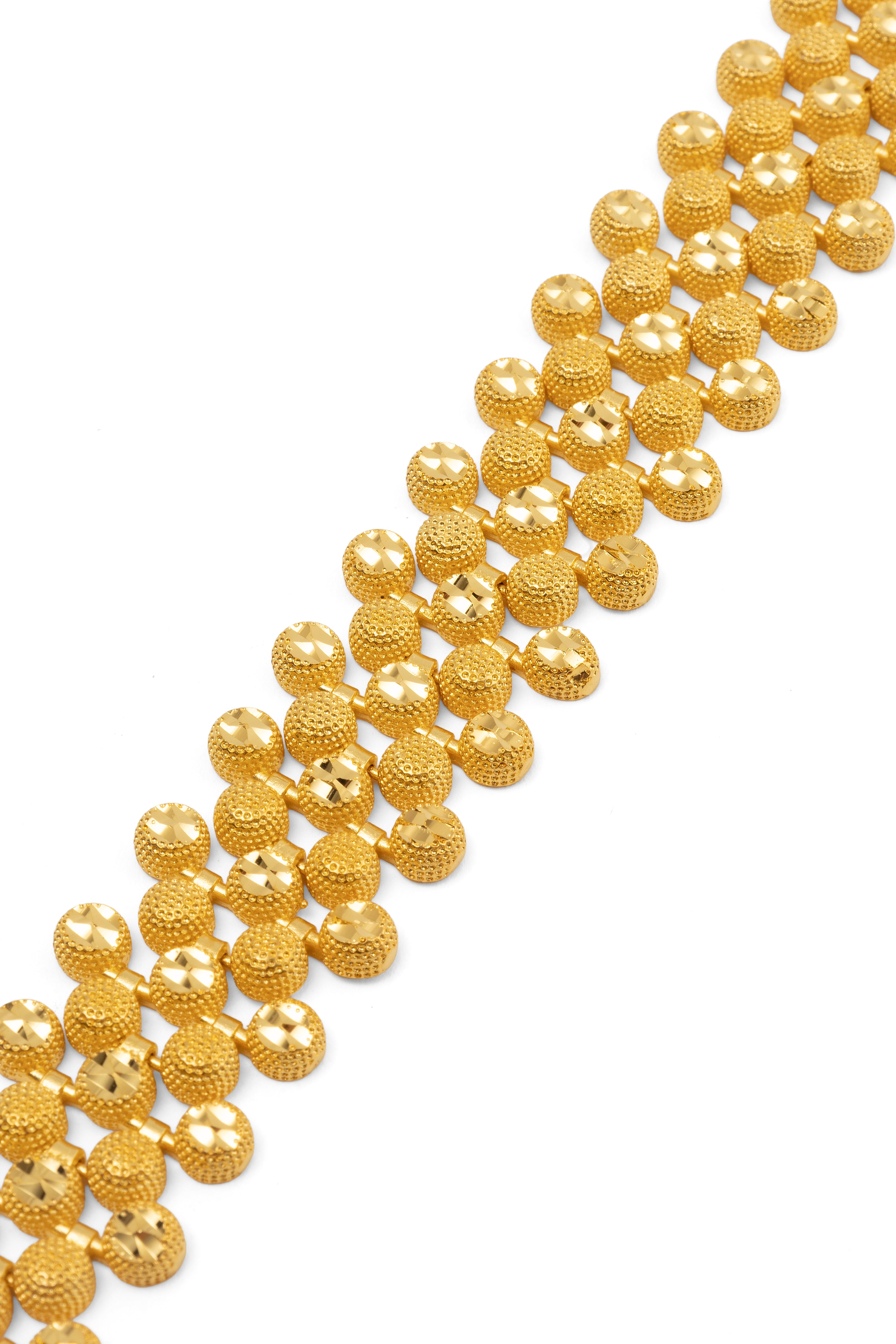 Desenli Top Kalın Bileklik 22 Ayar Altın Kaplama